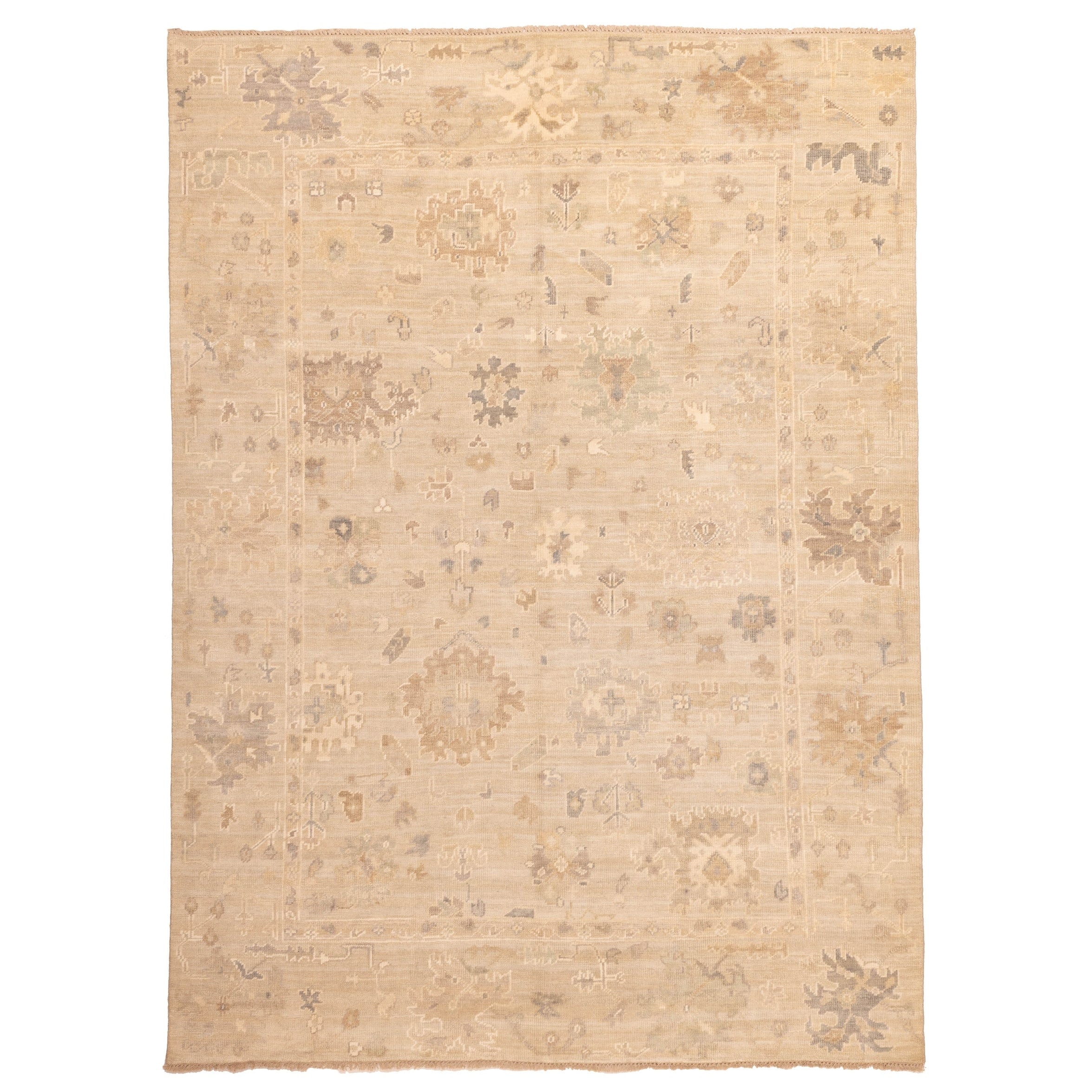 Ecarpetgallery Hand Knotted Kavya Oushak Light Khaki Wool Rug 99 X 136