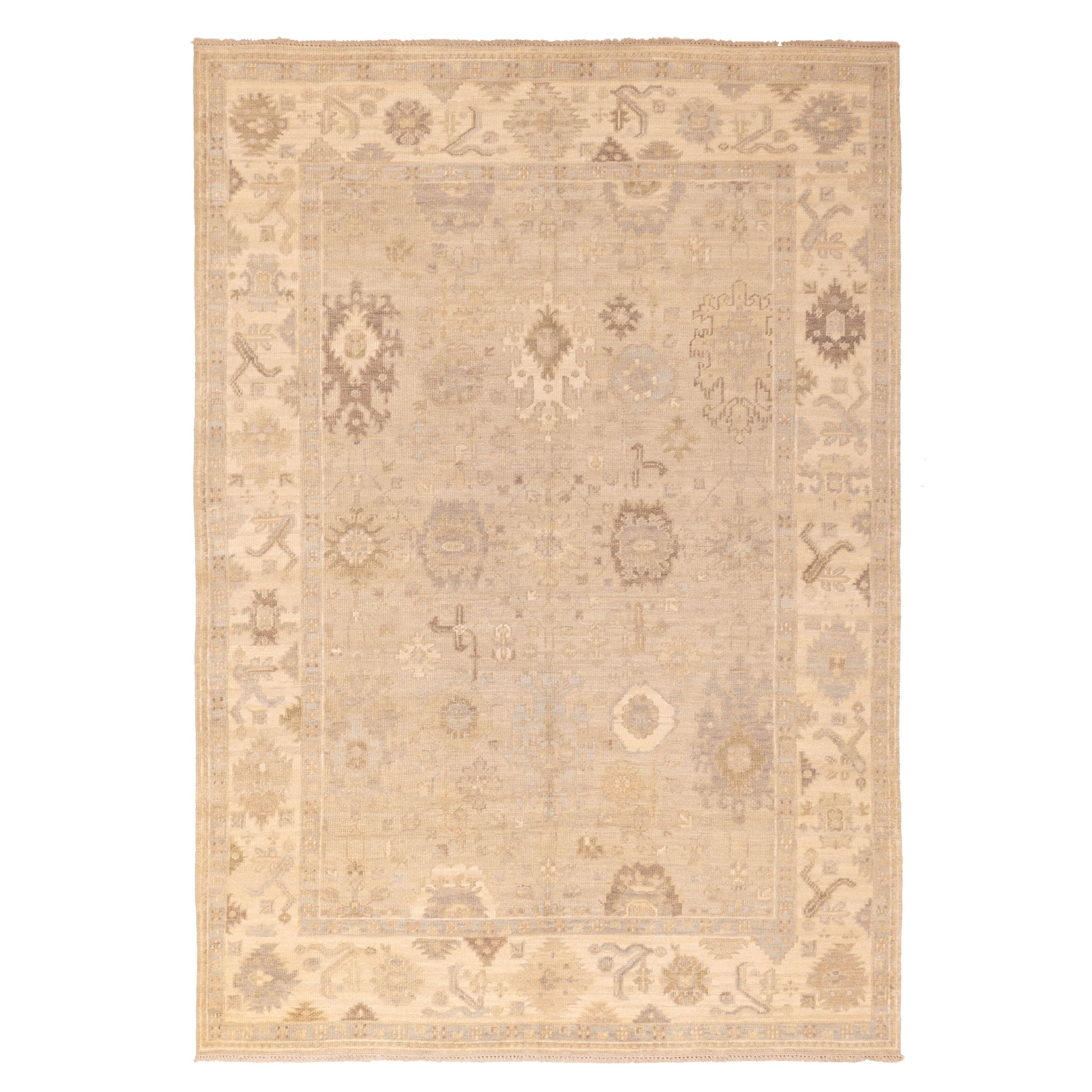 Ecarpetgallery Hand Knotted Kavya Oushak Light Khaki Wool Rug 89 X 125