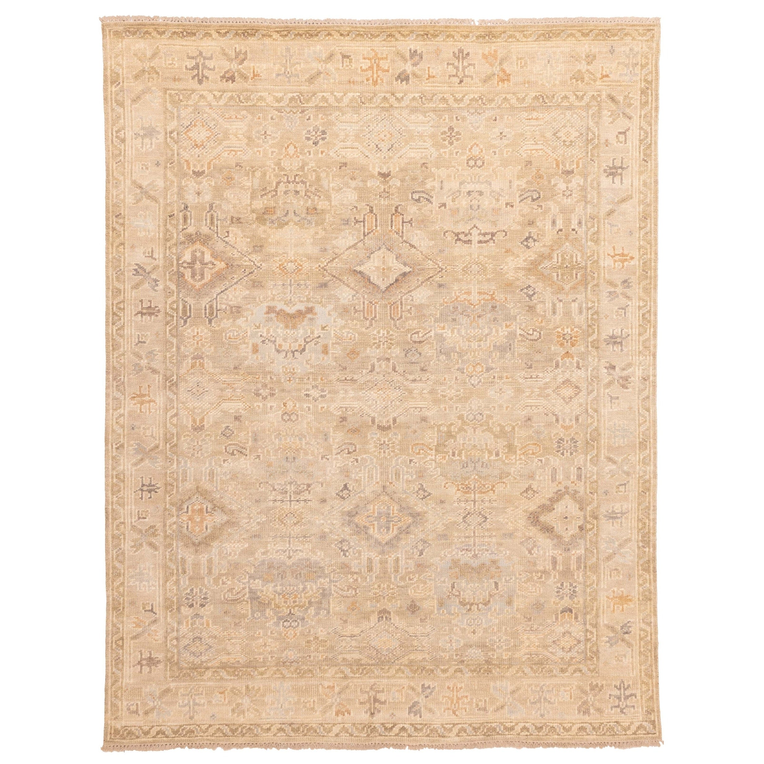 Ecarpetgallery Hand Knotted Kavya Oushak Light Khaki Wool Rug 710 X 910