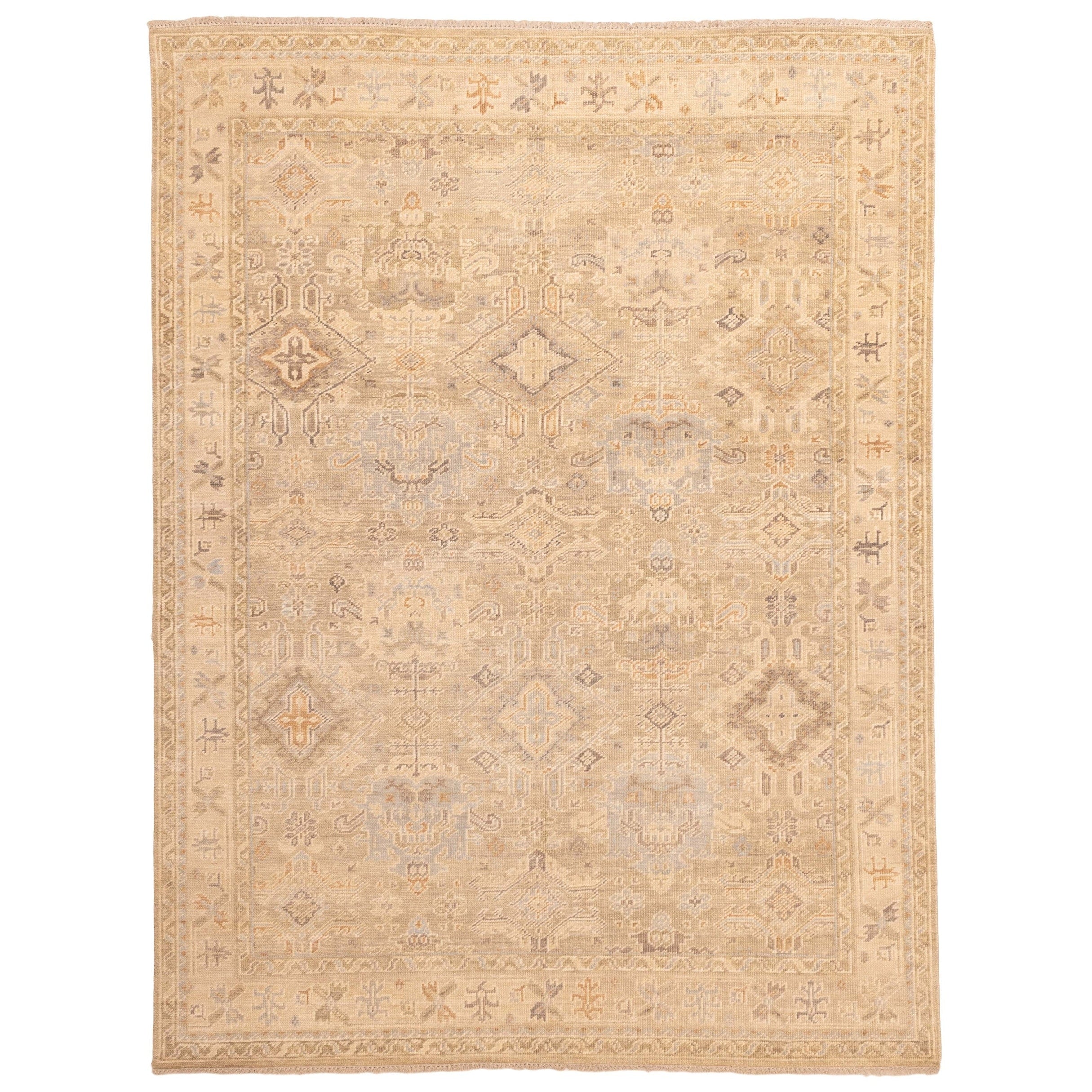 Ecarpetgallery Hand Knotted Kavya Oushak Light Khaki Wool Rug 811 X 118
