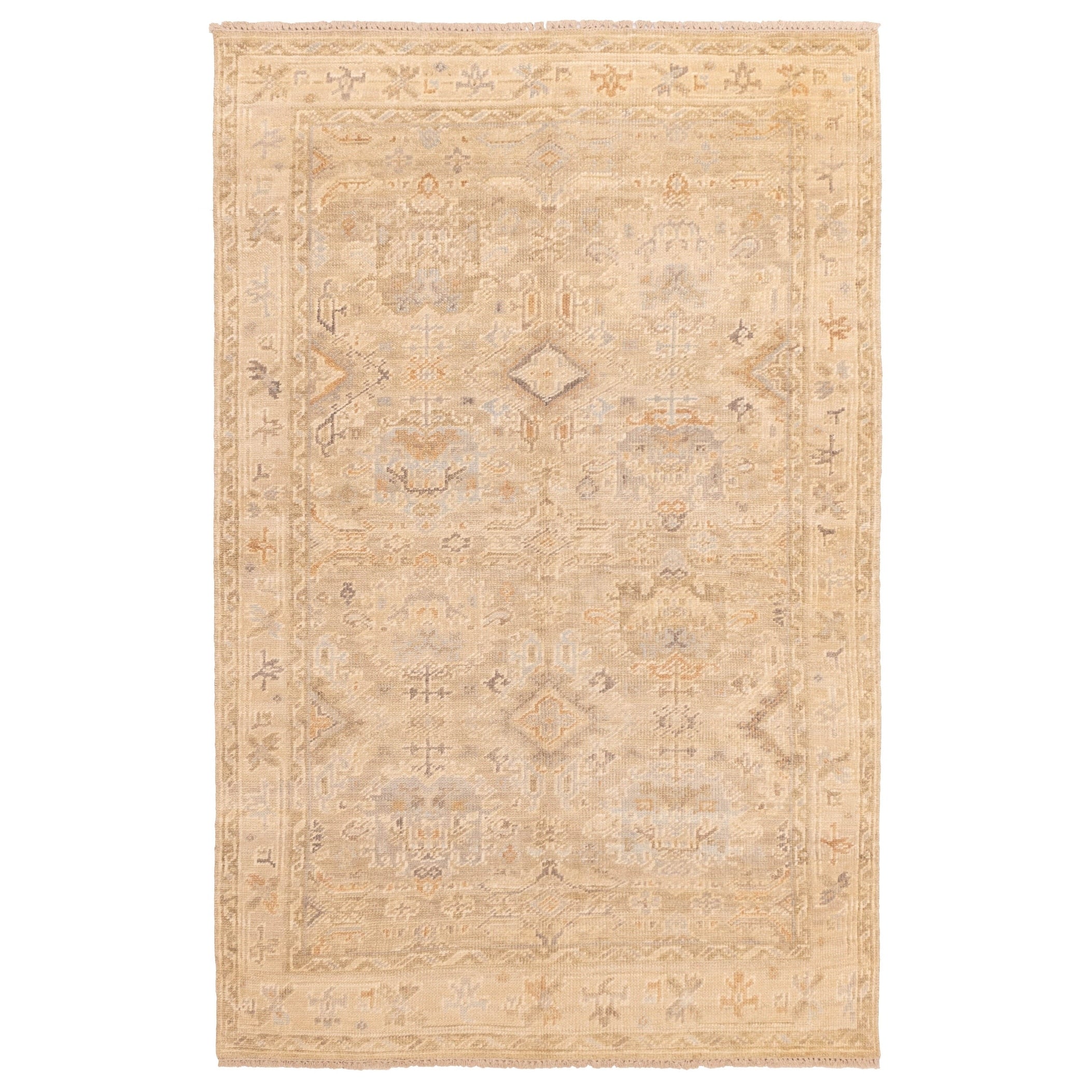 Ecarpetgallery Hand Knotted Kavya Oushak Light Khaki Wool Rug 510 X 811
