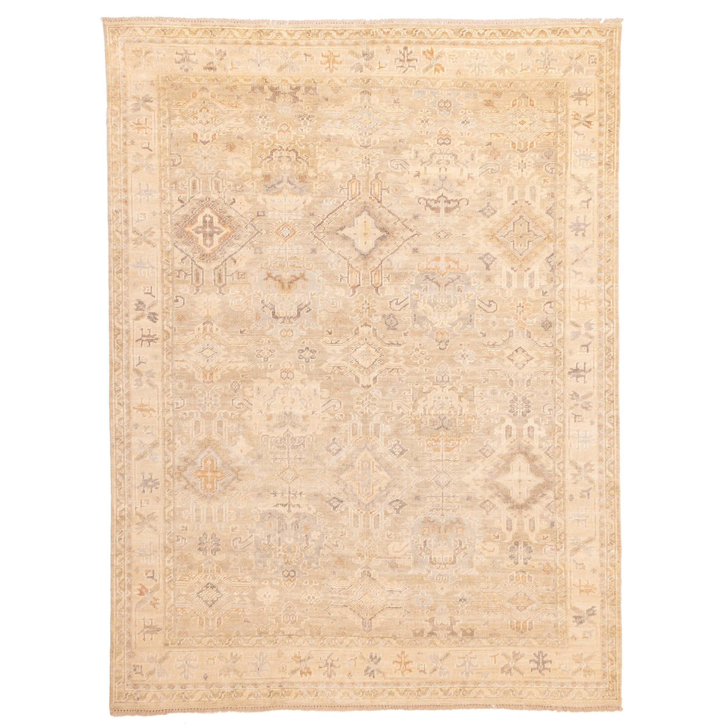 Ecarpetgallery Hand Knotted Kavya Oushak Light Khaki Wool Rug 810 X 119