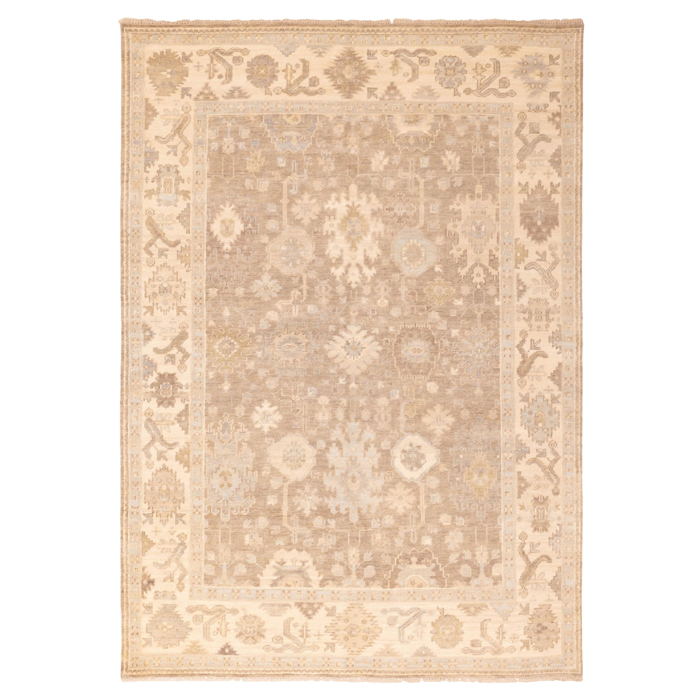 Ecarpetgallery Hand Knotted Kavya Oushak Taupe Wool Rug 91 X 123