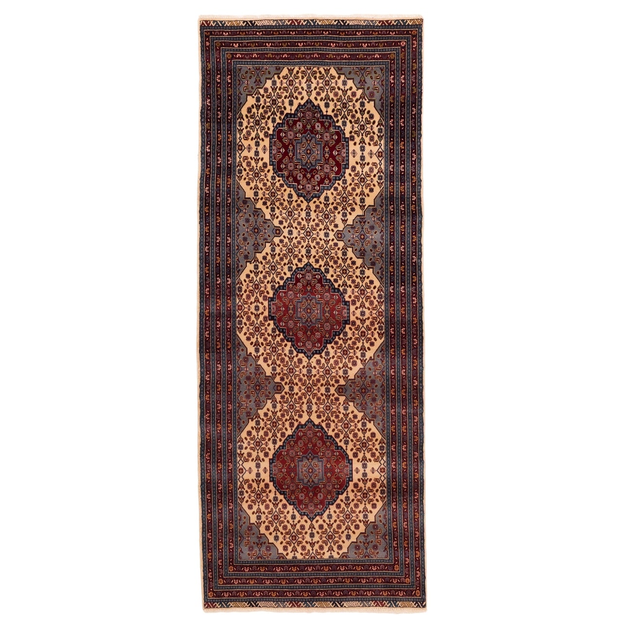 Ecarpetgallery Hand Knotted Kayseri Vintage Beige Wool Rug 37 X 96