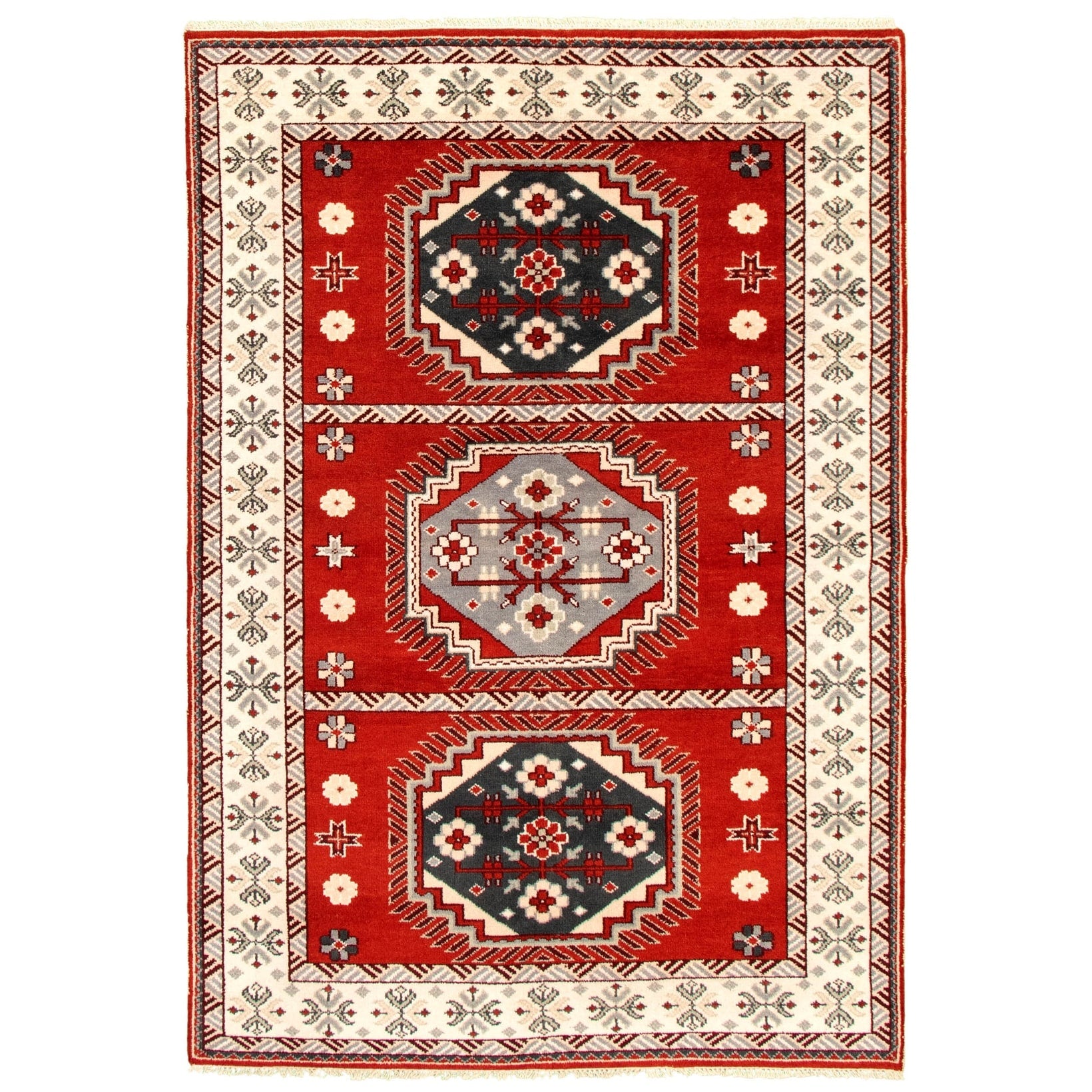 Ecarpetgallery Hand Knotted Kazak Royal Iv Red Wool Rug 60 X 90