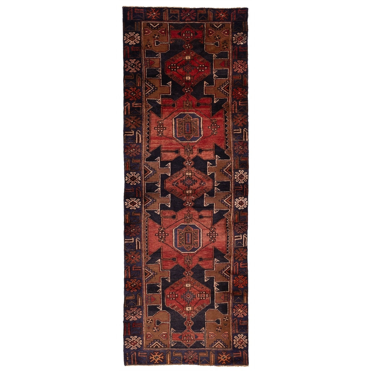 Ecarpetgallery Hand Knotted Konya Anatolian Dark Navy Red Wool Rug 33 X 100