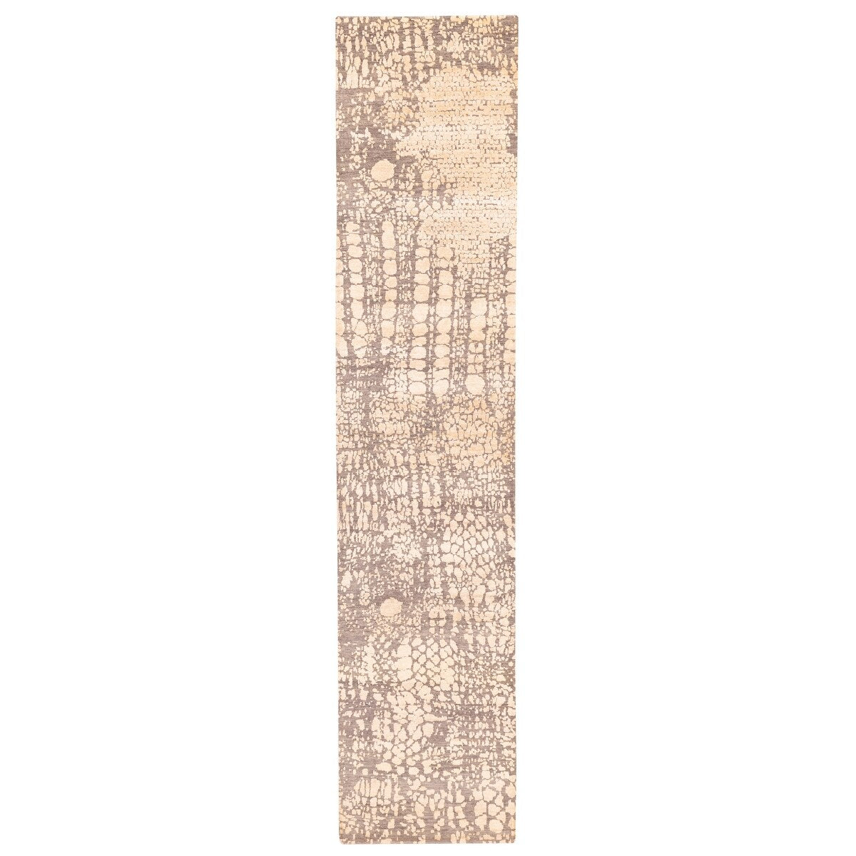 Ecarpetgallery Hand Knotted Legacy Beige Dark Grey Silk Wool Rug 27 X 123
