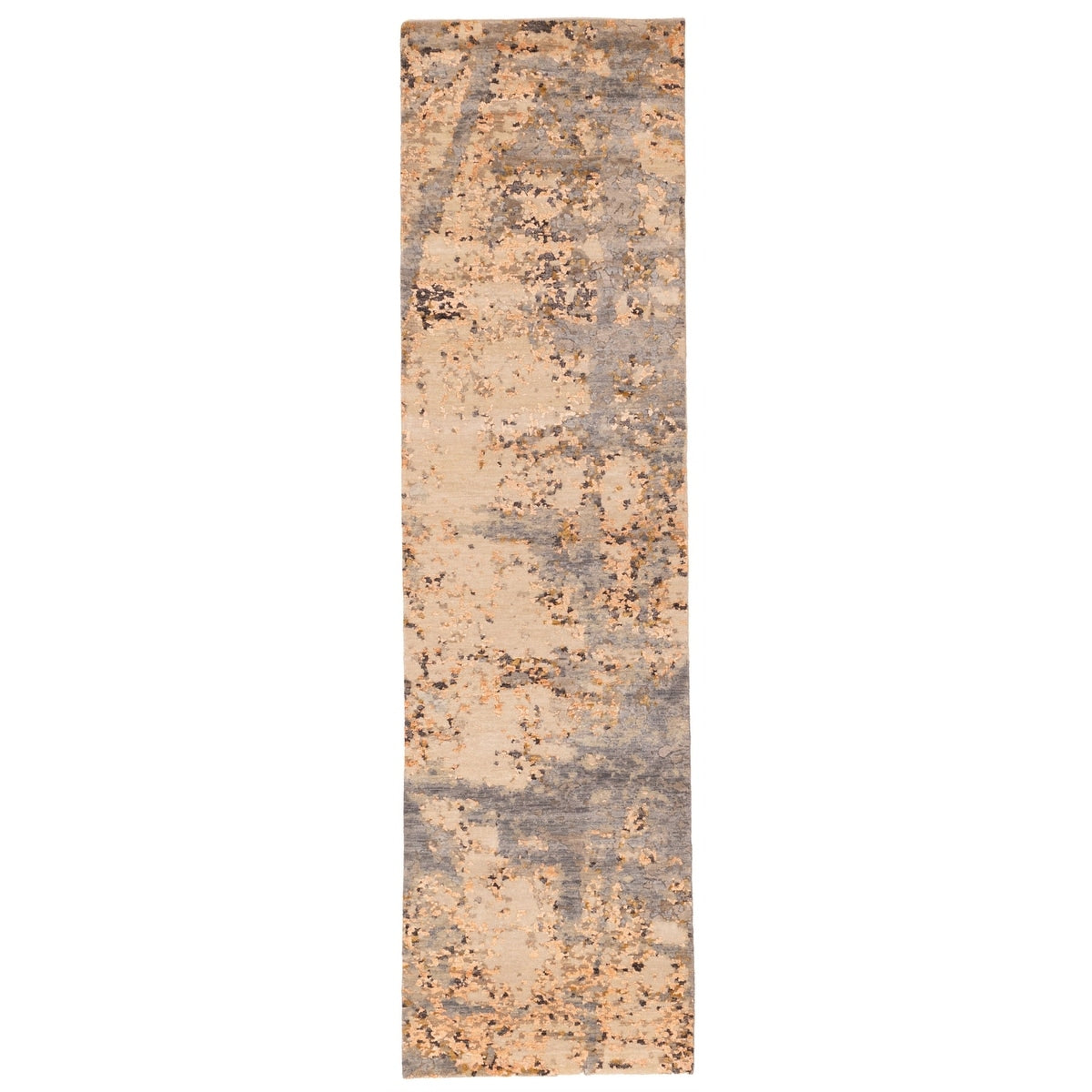 Ecarpetgallery Hand Knotted Legacy Beige Dark Grey Silk Wool Rug 27 X 102