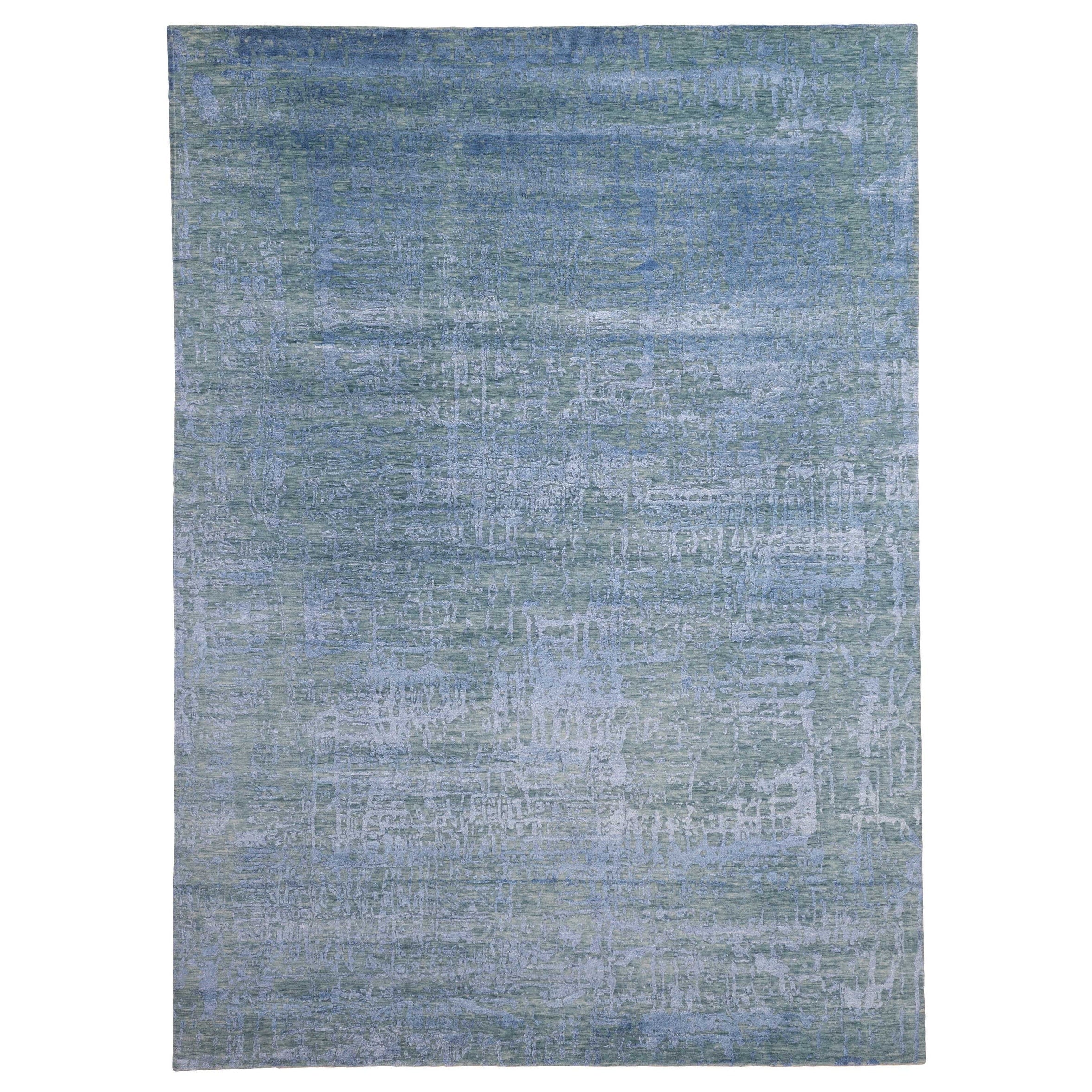 Ecarpetgallery Hand Knotted Legacy Blue Silk Wool Rug 89 X 123