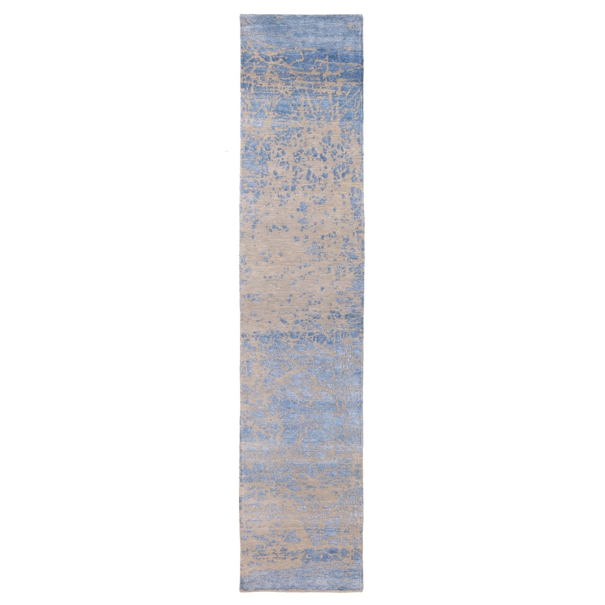 Ecarpetgallery Hand Knotted Legacy Blue Silk Wool Rug 25 X 121