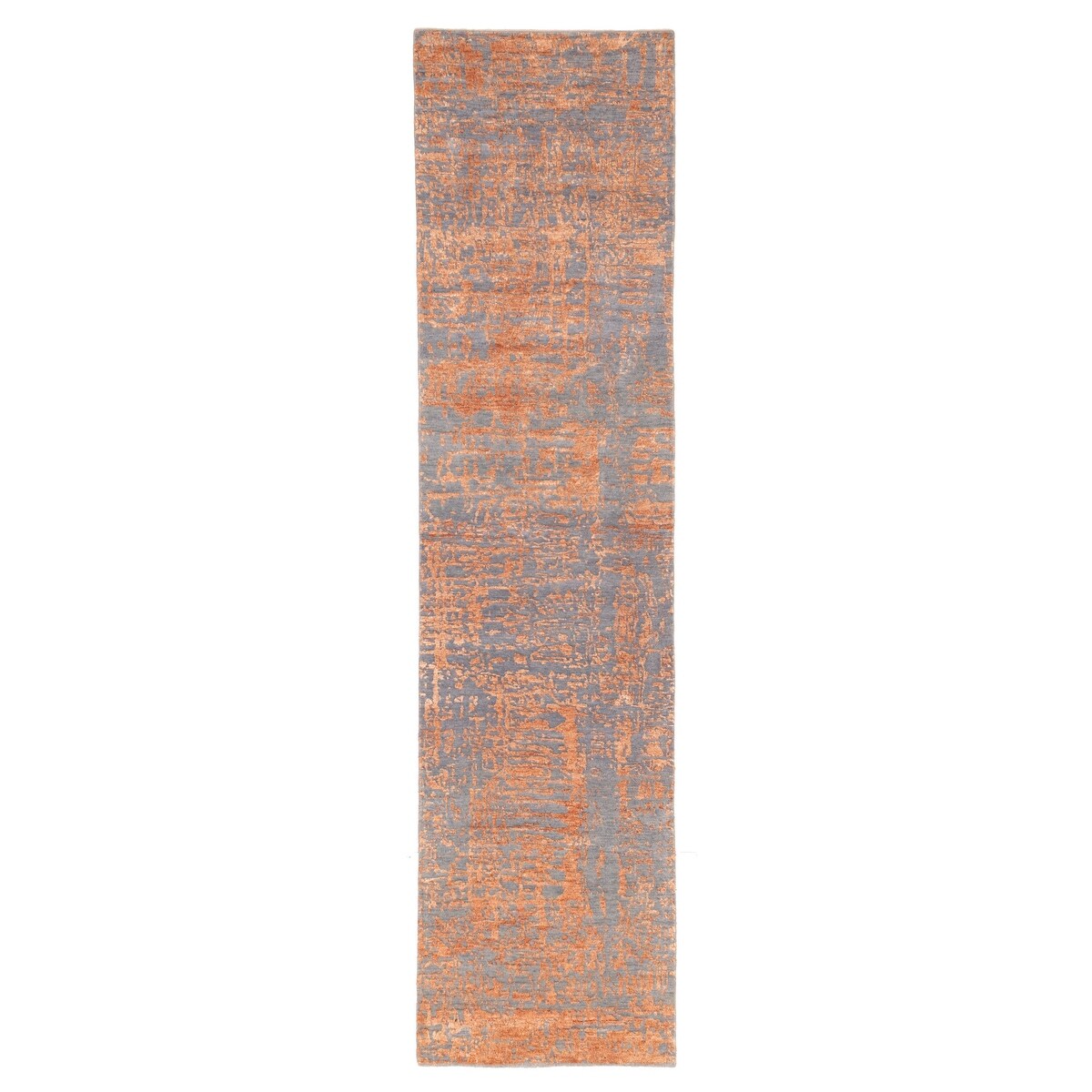 Ecarpetgallery Hand Knotted Legacy Copper Dark Grey Silk Wool Rug 26 X 103