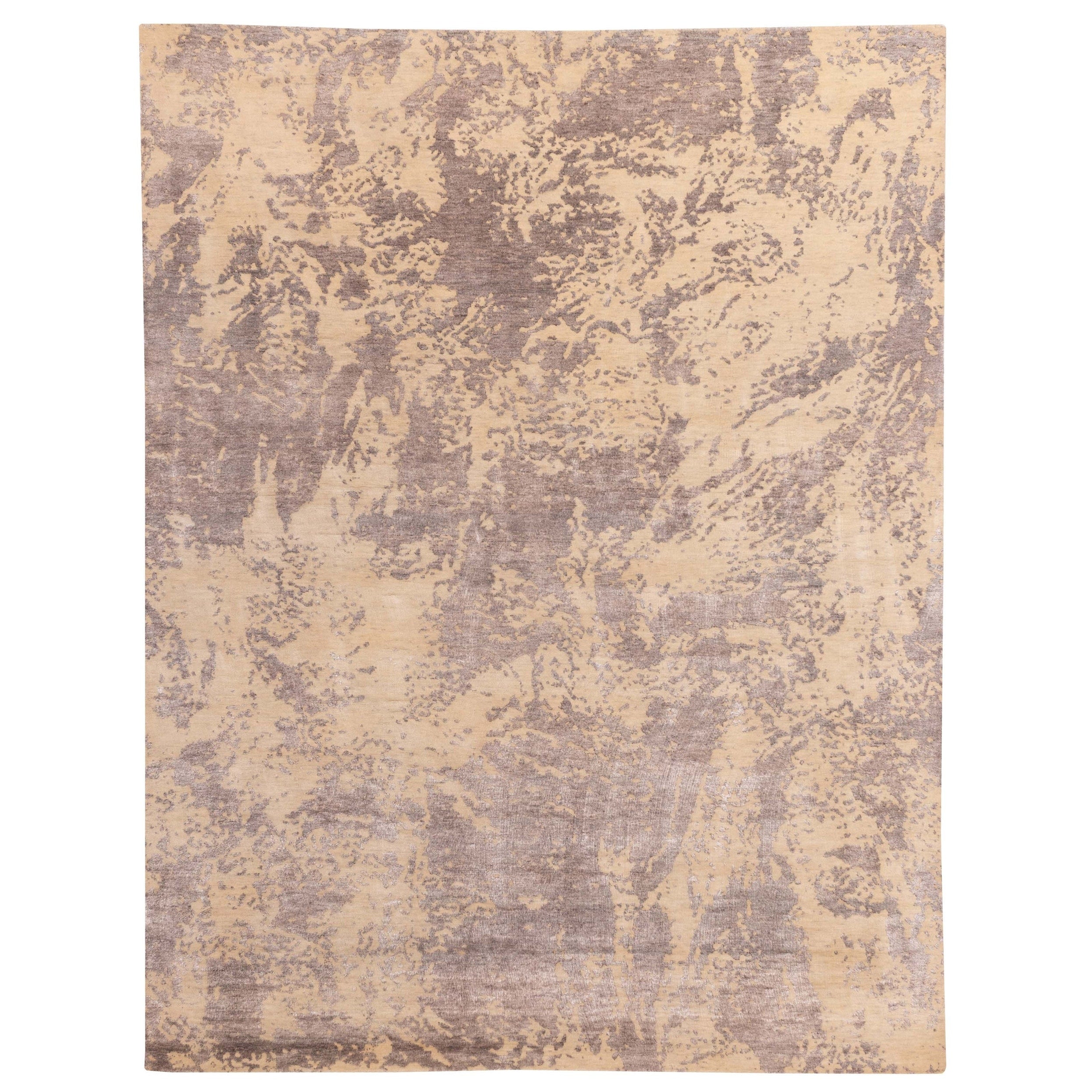 Ecarpetgallery Hand Knotted Legacy Cream Dark Grey Silk Wool Rug 80 X 102