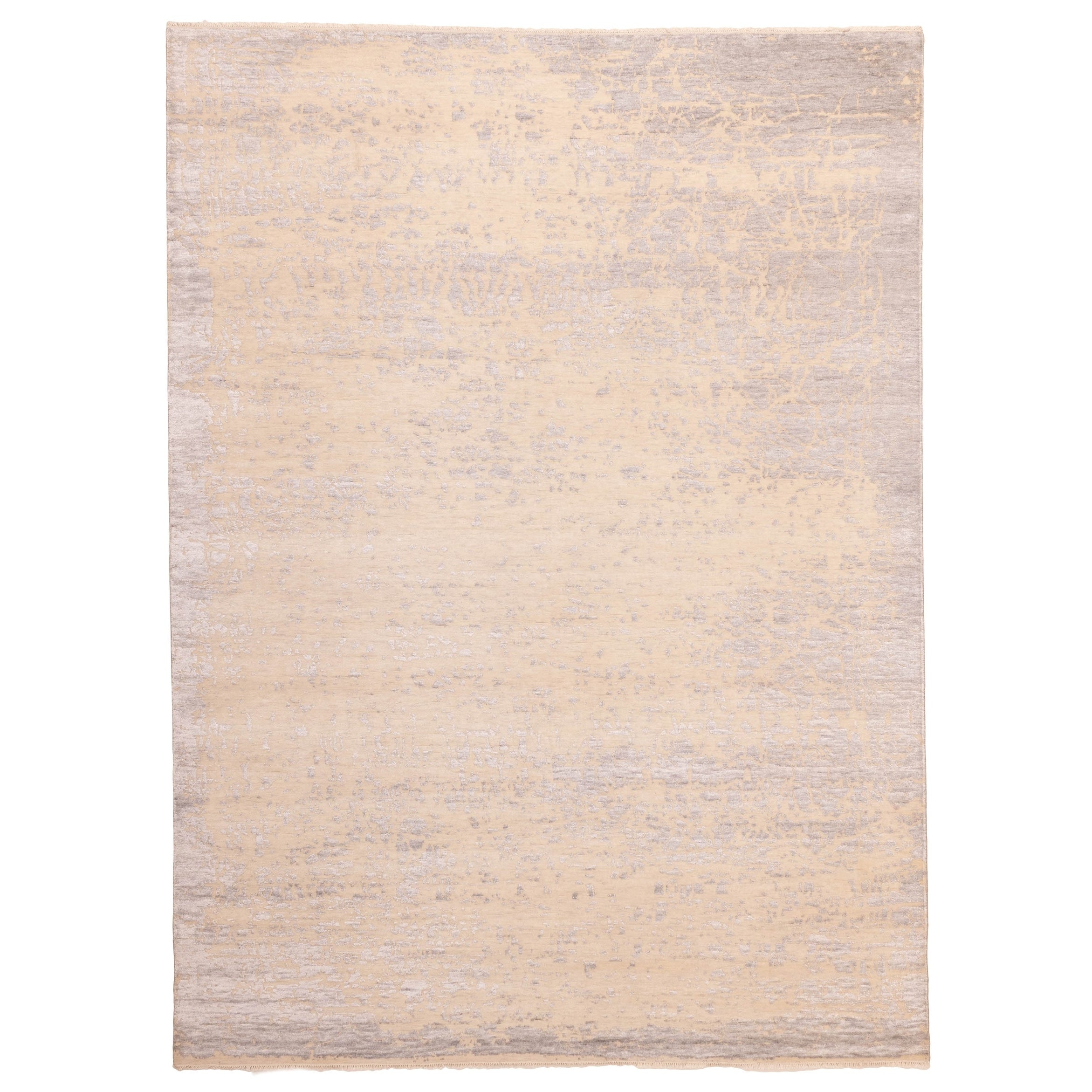 Ecarpetgallery Hand Knotted Legacy Cream Light Grey Silk Wool Rug 811 X 120