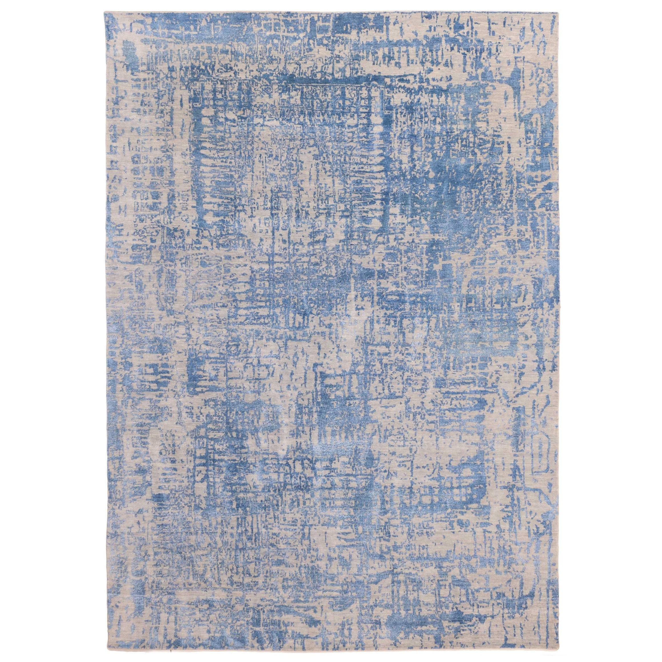 Ecarpetgallery Hand Knotted Legacy Dark Blue Silk Wool Rug 88 X 1111