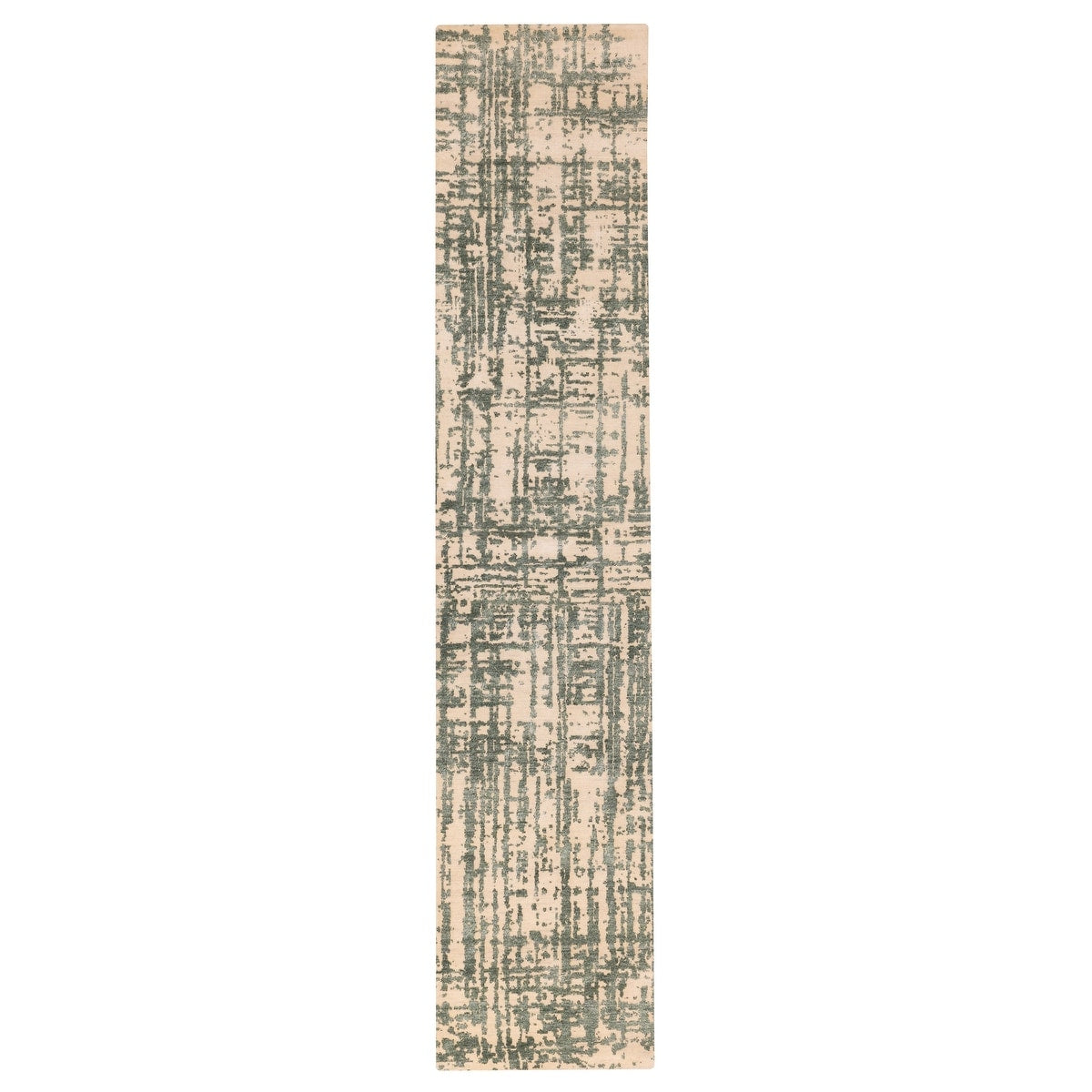 Ecarpetgallery Hand Knotted Legacy Dark Green Ivory Silk Wool Rug 26 X 123