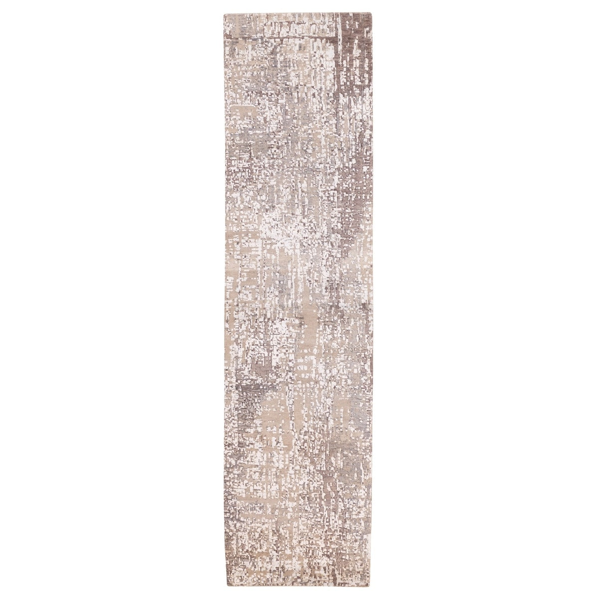 Ecarpetgallery Hand Knotted Legacy Grey Taupe Silk Wool Rug 26 X 101