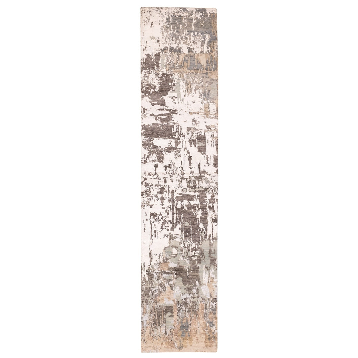 Ecarpetgallery Hand Knotted Legacy Silver Silk Wool Rug 26 X 120