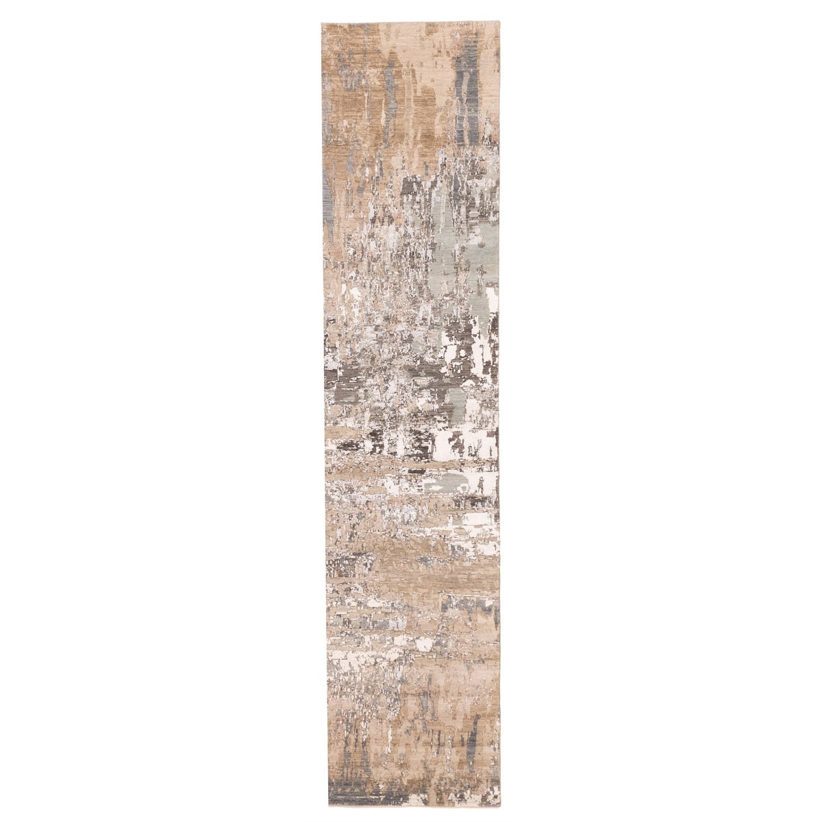 Ecarpetgallery Hand Knotted Legacy Tan Silk Wool Rug 26 X 120