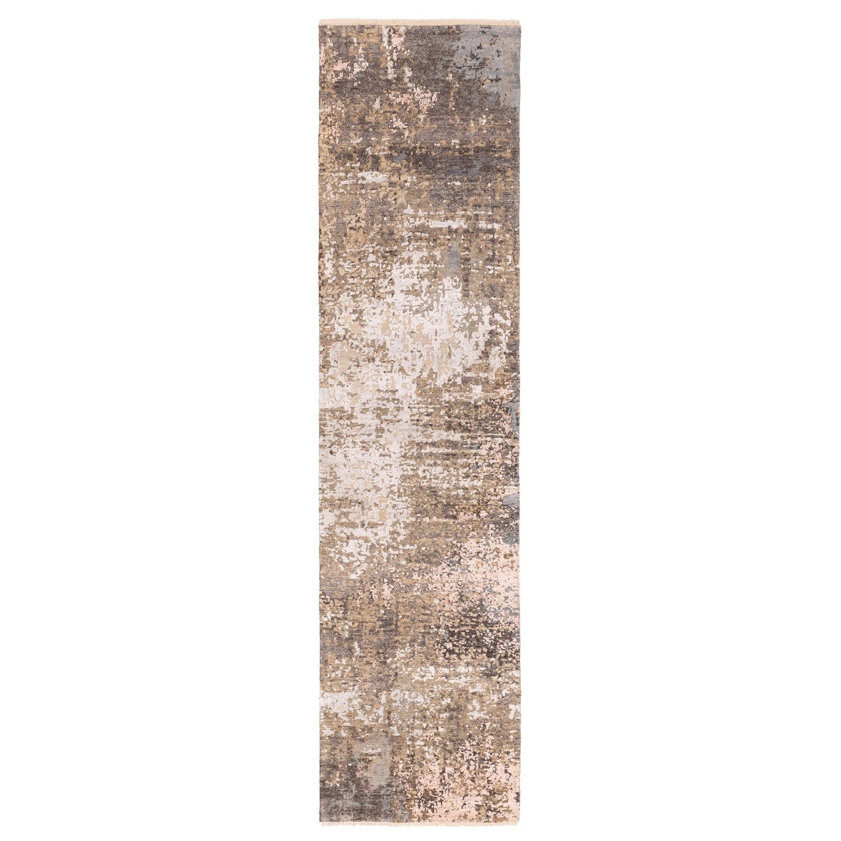 Ecarpetgallery Hand Knotted Legacy Taupe Silk Wool Rug 25 X 103