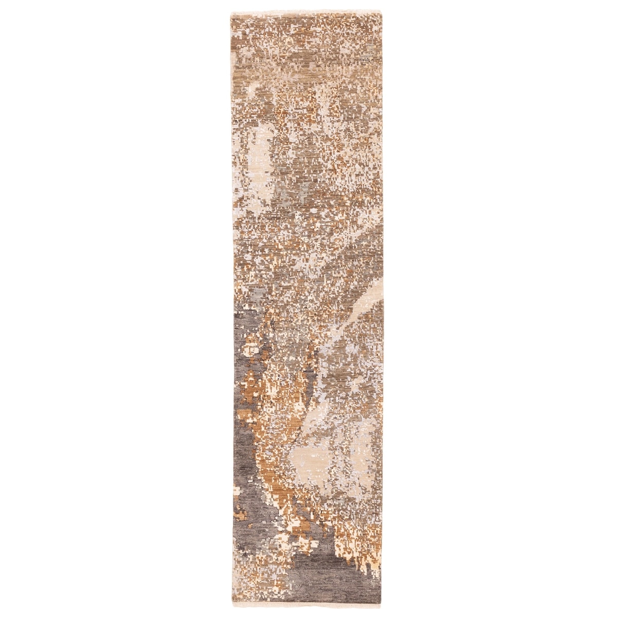 Ecarpetgallery Hand Knotted Legacy Taupe Silk Wool Rug 25 X 103