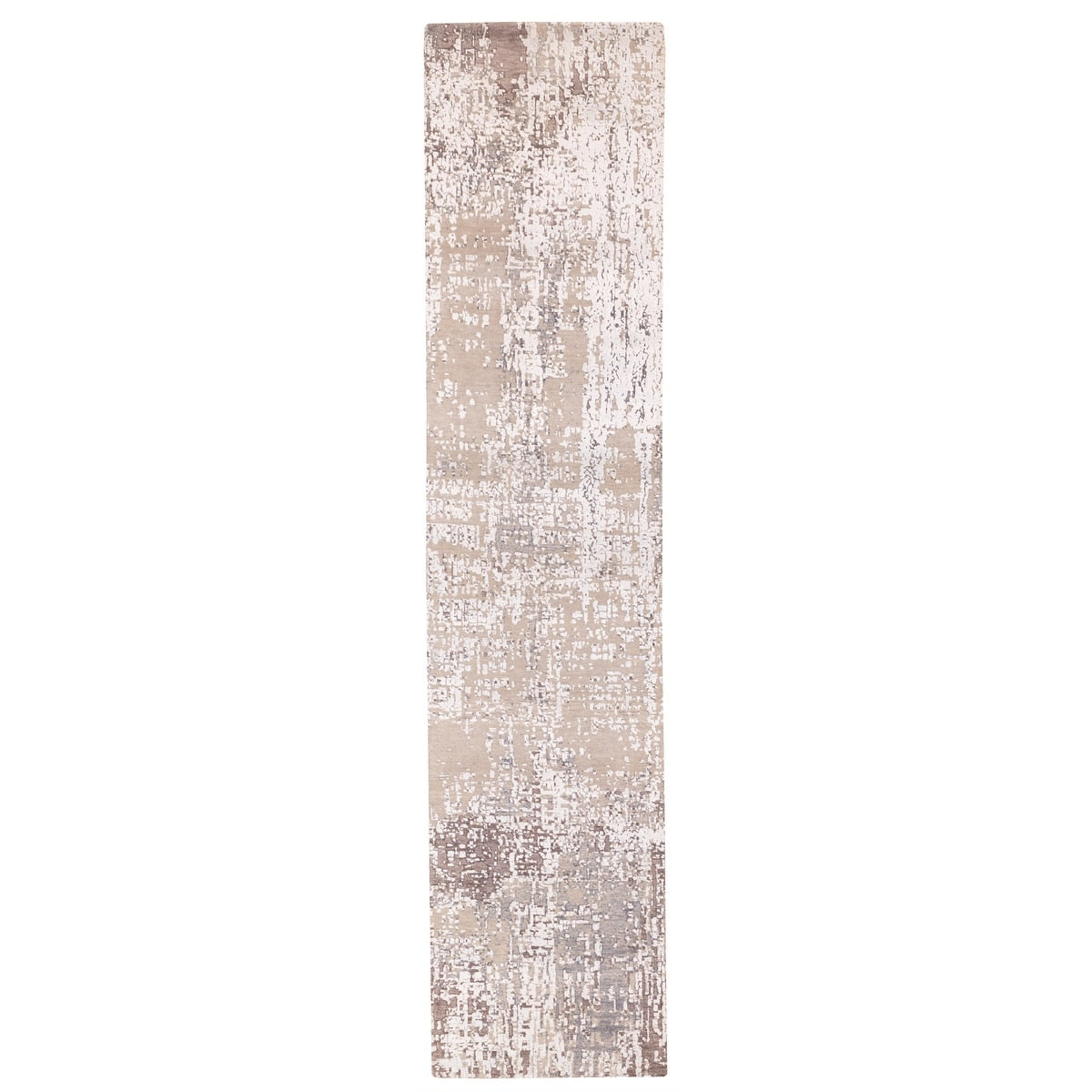 Ecarpetgallery Hand Knotted Legacy Taupe Silk Wool Rug 26 X 120
