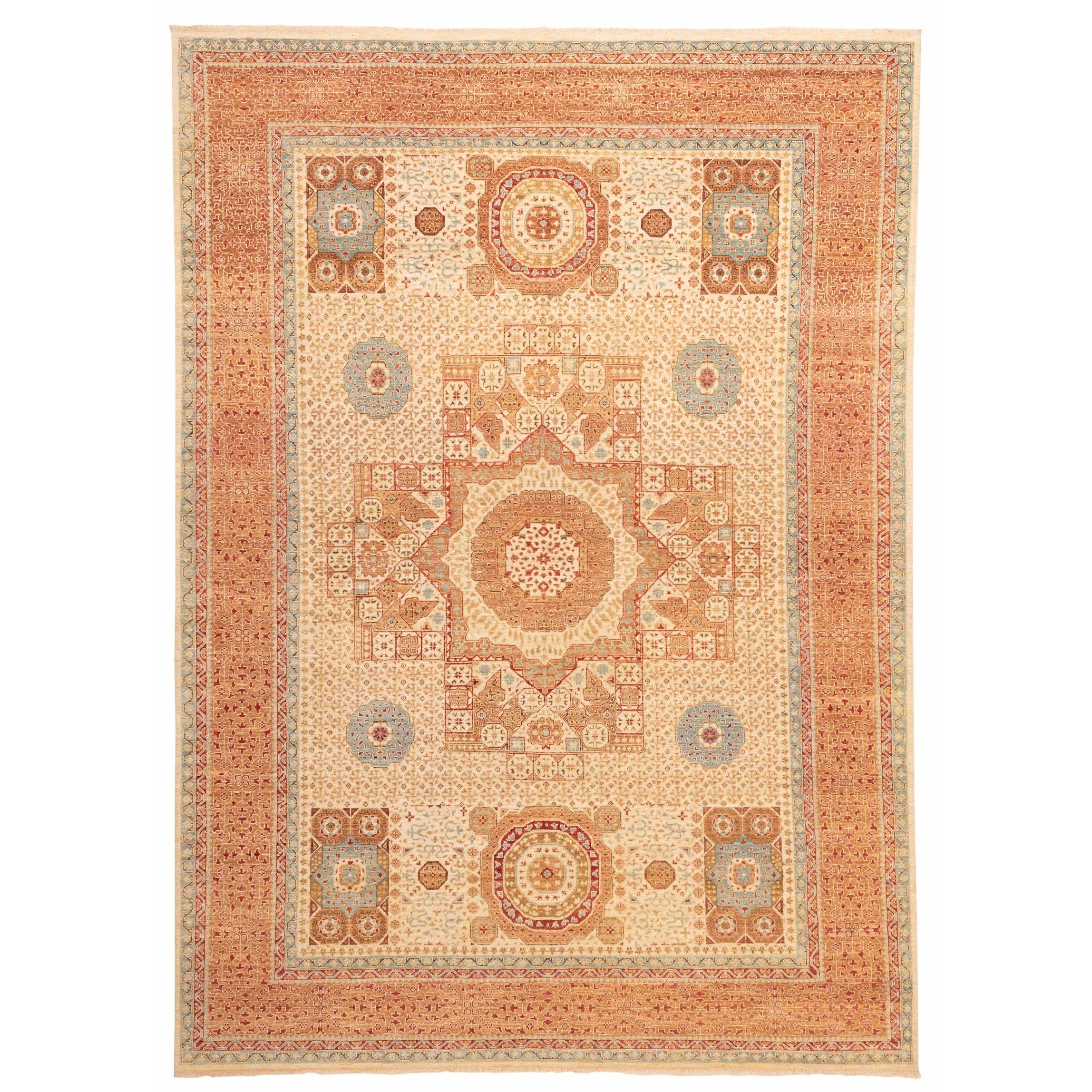 Ecarpetgallery Hand Knotted Mamluk Cream Wool Rug 98 X 136