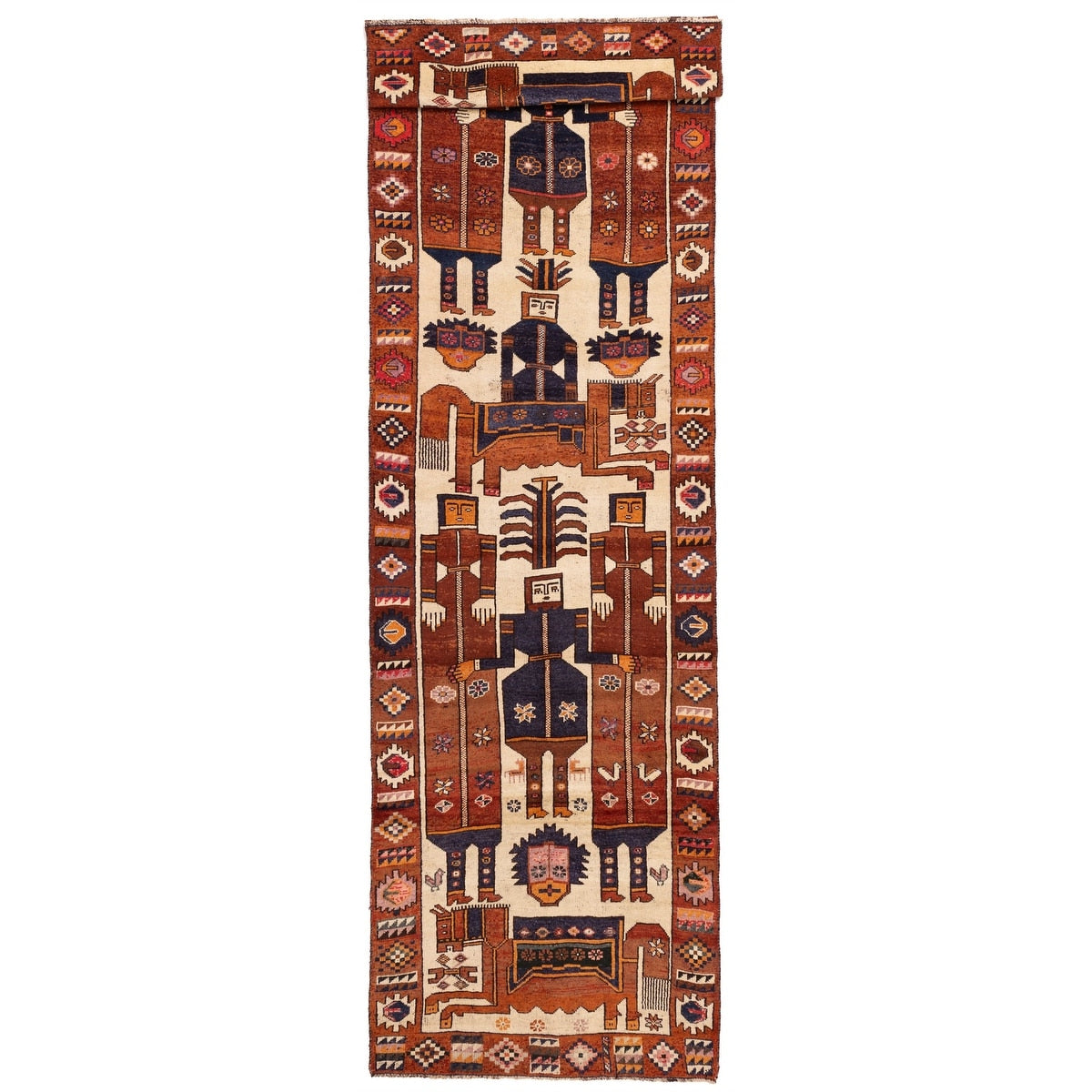 Ecarpetgallery Hand Knotted Melis Vintage Cream Dark Copper Wool Rug 46 X 157