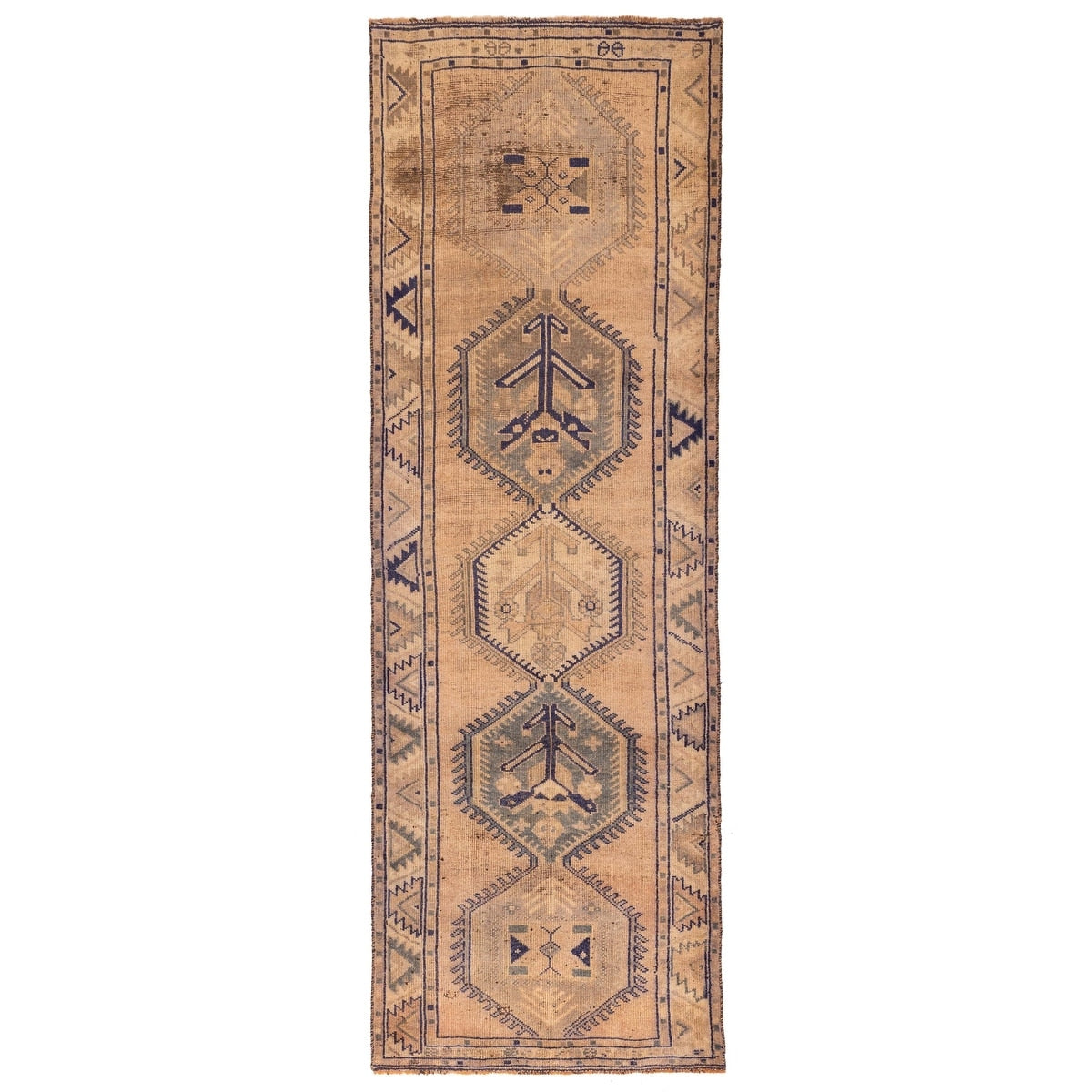 Ecarpetgallery Hand Knotted Melis Vintage Tan Wool Rug 41 X 124