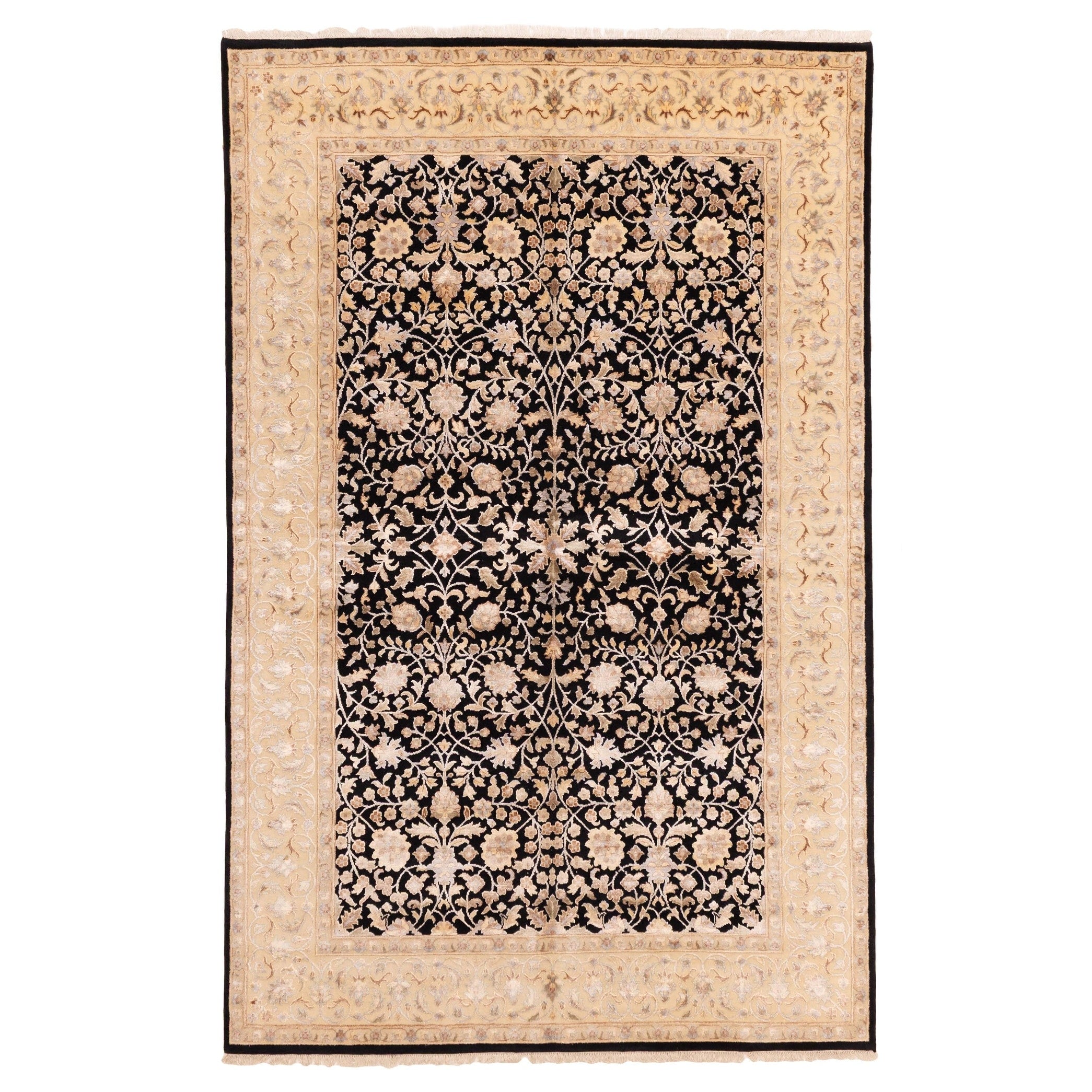 Ecarpetgallery Hand Knotted Mirzapur Black Viscose Wool Rug 63 X 99