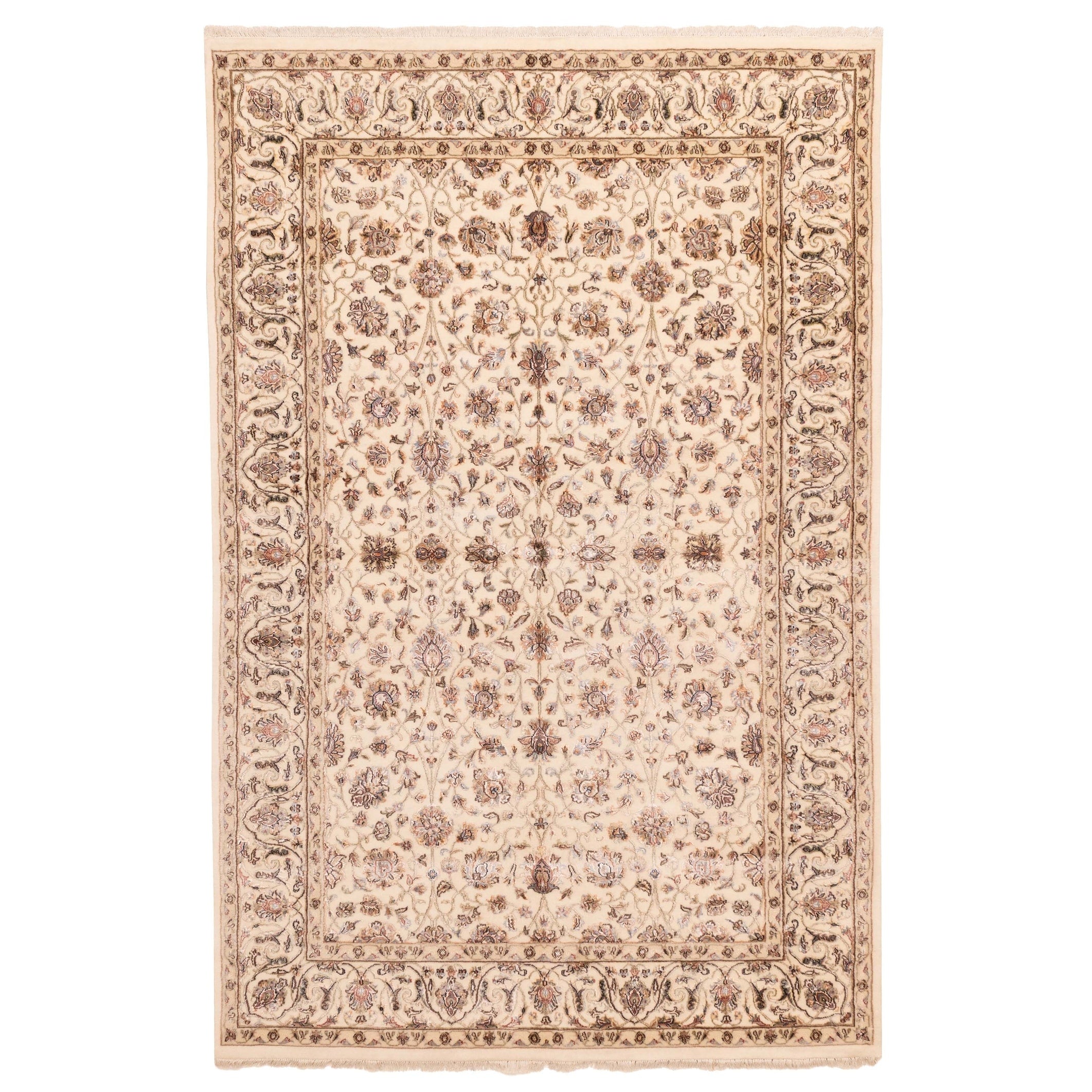 Ecarpetgallery Hand Knotted Mirzapur Cream Viscose Wool Rug 63 X 910