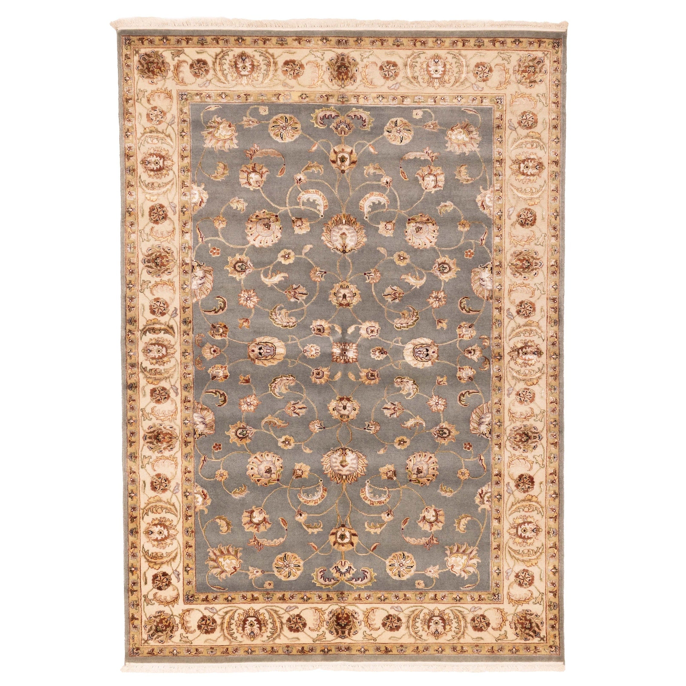 Ecarpetgallery Hand Knotted Mirzapur Dark Grey Viscose Wool Rug 60 X 88