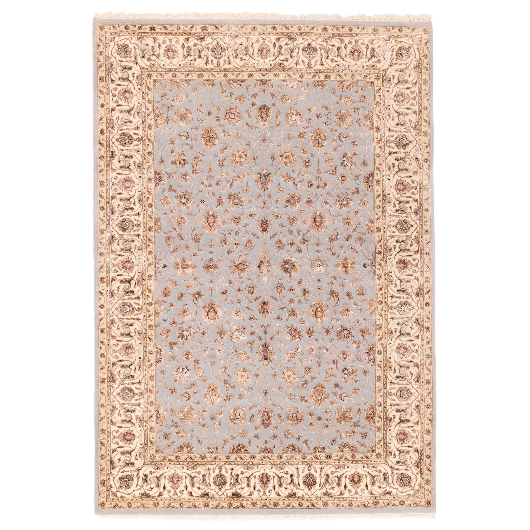 Ecarpetgallery Hand Knotted Mirzapur Grey Viscose Wool Rug 56 X 80