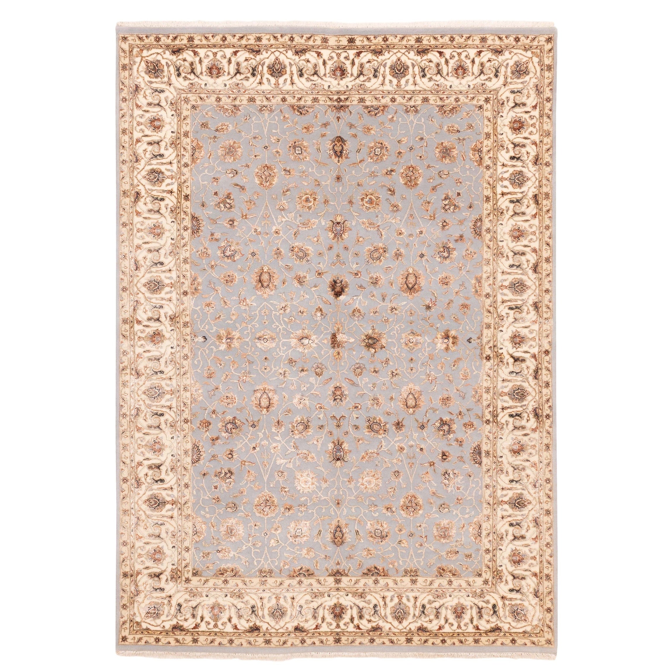 Ecarpetgallery Hand Knotted Mirzapur Grey Viscose Wool Rug 58 X 711