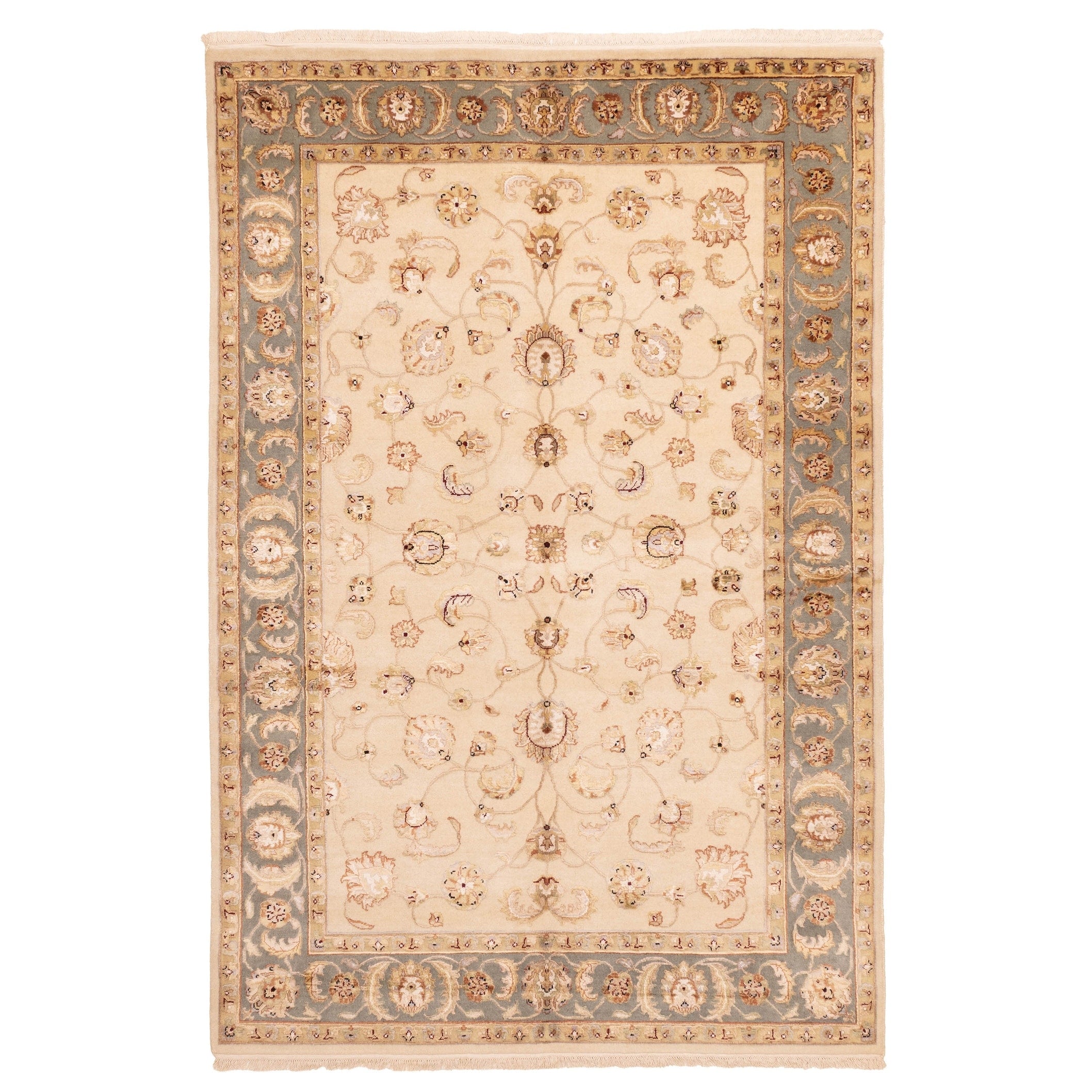Ecarpetgallery Hand Knotted Mirzapur Ivory Viscose Wool Rug 60 X 89