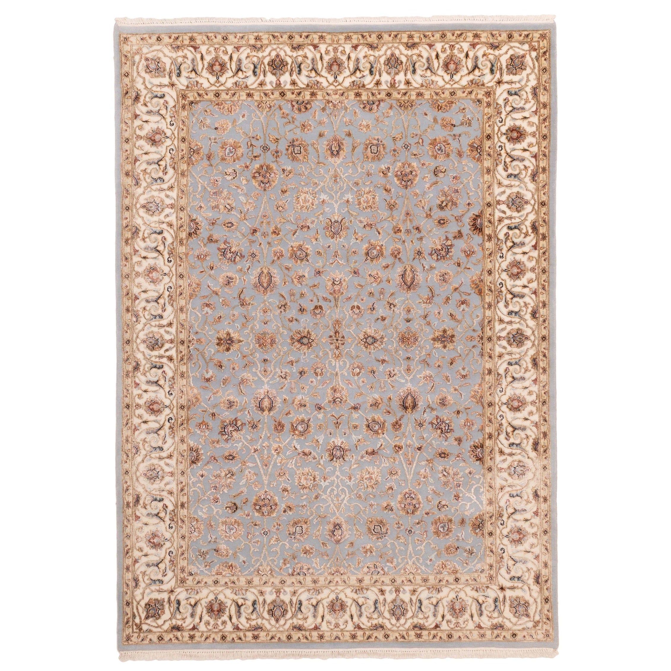 Ecarpetgallery Hand Knotted Mirzapur Light Blue Viscose Wool Rug 57 X 710