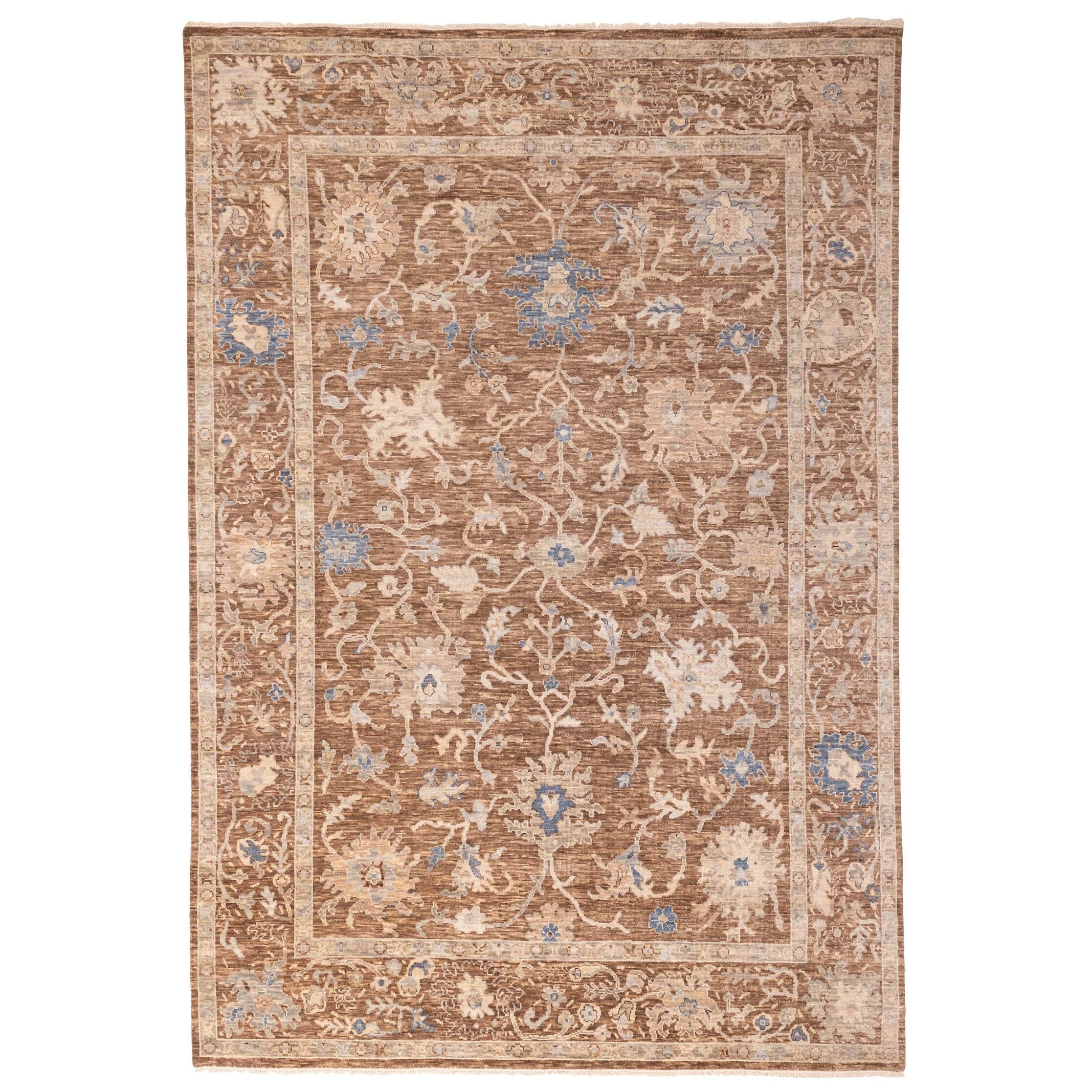 Ecarpetgallery Hand Knotted Modern Oushak Brown Wool Rug 99 X 142