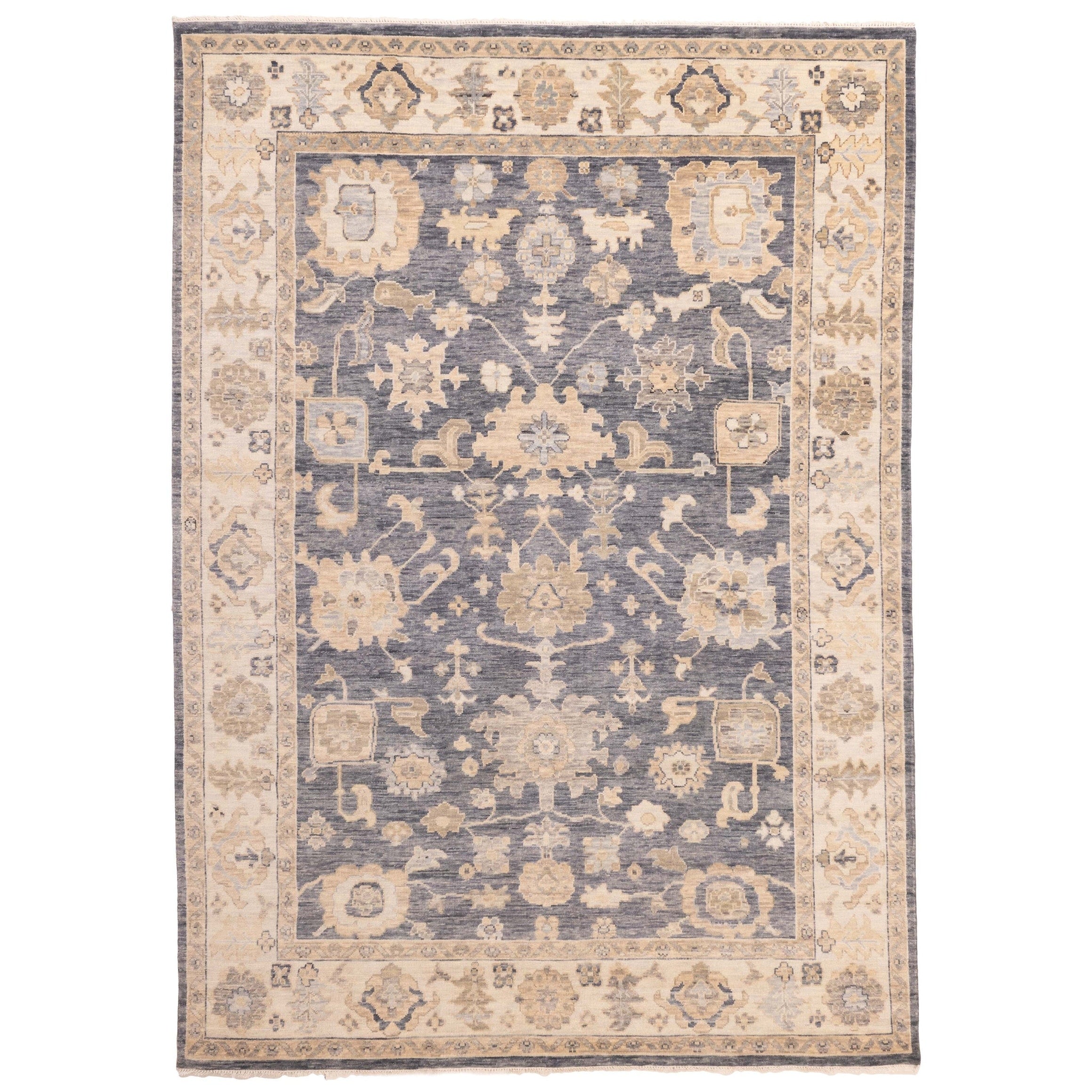 Ecarpetgallery Hand Knotted Modern Oushak Charcoal Wool Rug 91 X 123