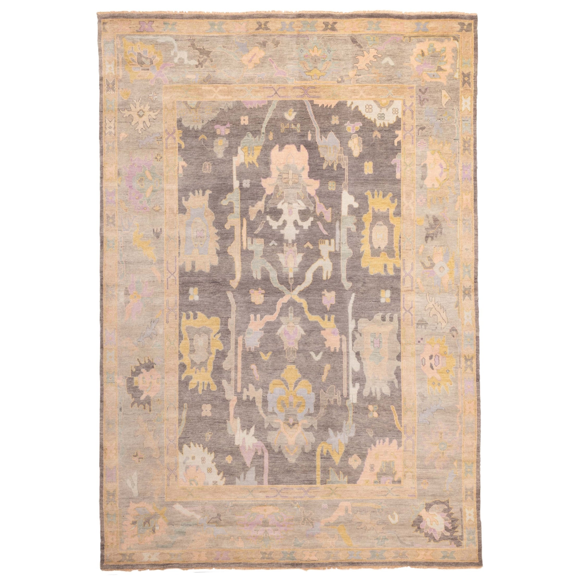 Ecarpetgallery Hand Knotted Modern Oushak Charcoal Wool Rug 99 X 1310