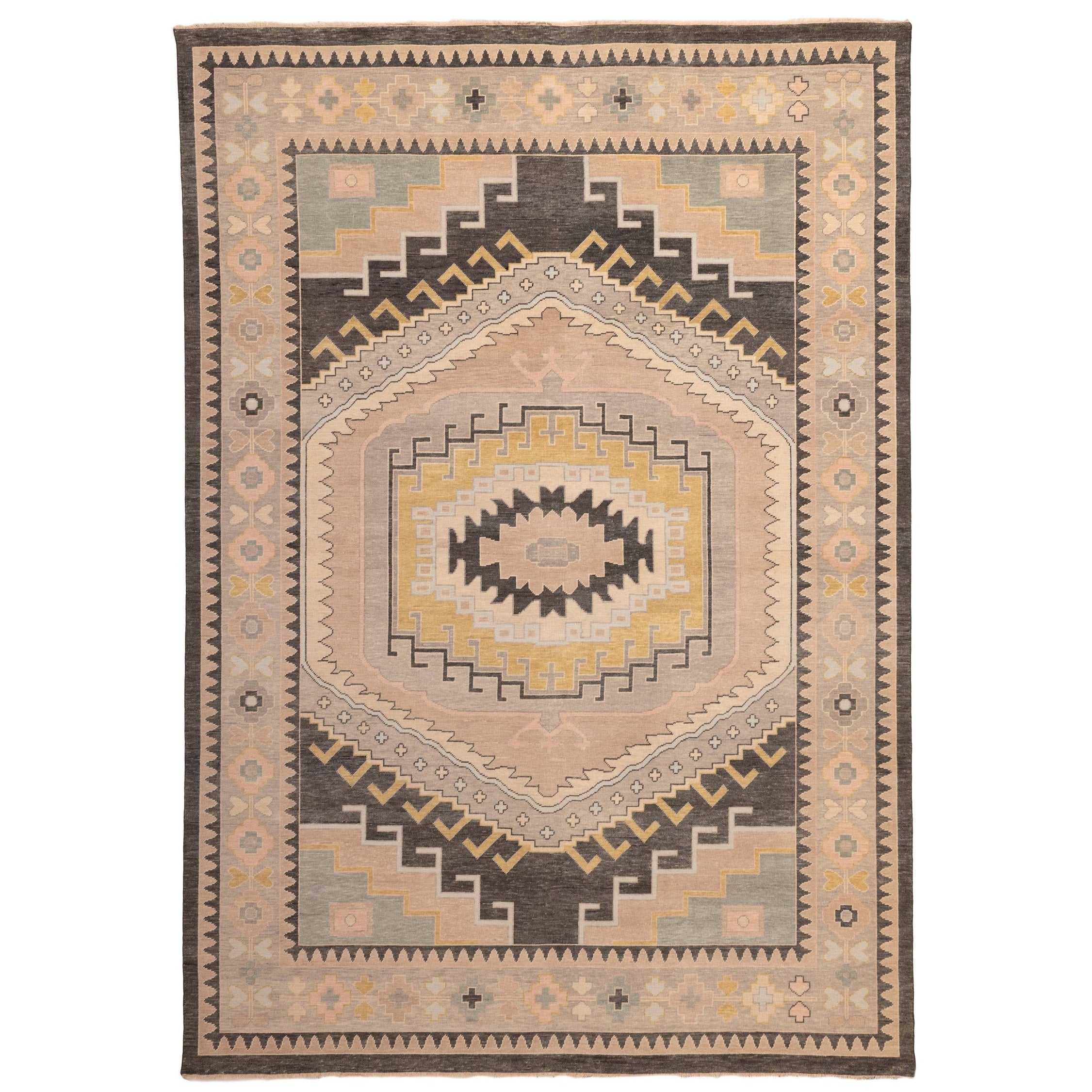 Ecarpetgallery Hand Knotted Modern Oushak Charcoal Wool Rug 910 X 1310