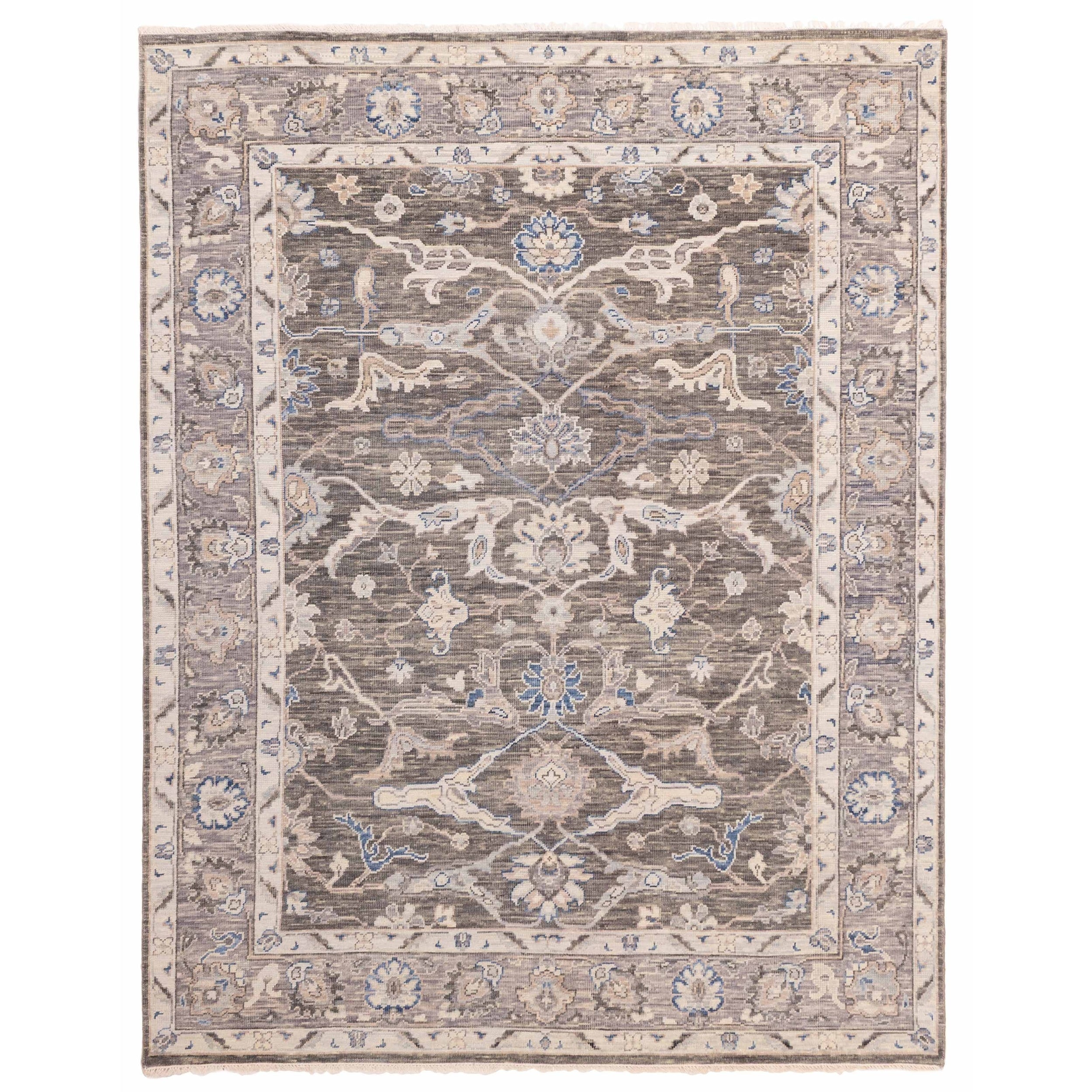 Ecarpetgallery Hand Knotted Modern Oushak Charcoal Wool Rug 710 X 101