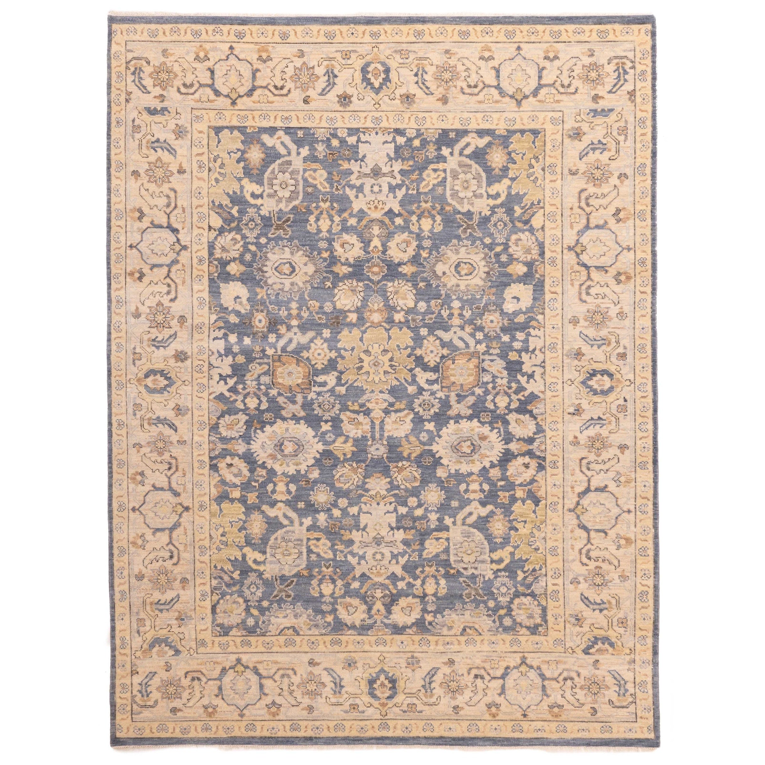 Ecarpetgallery Hand Knotted Modern Oushak Dark Blue Wool Rug 92 X 1111