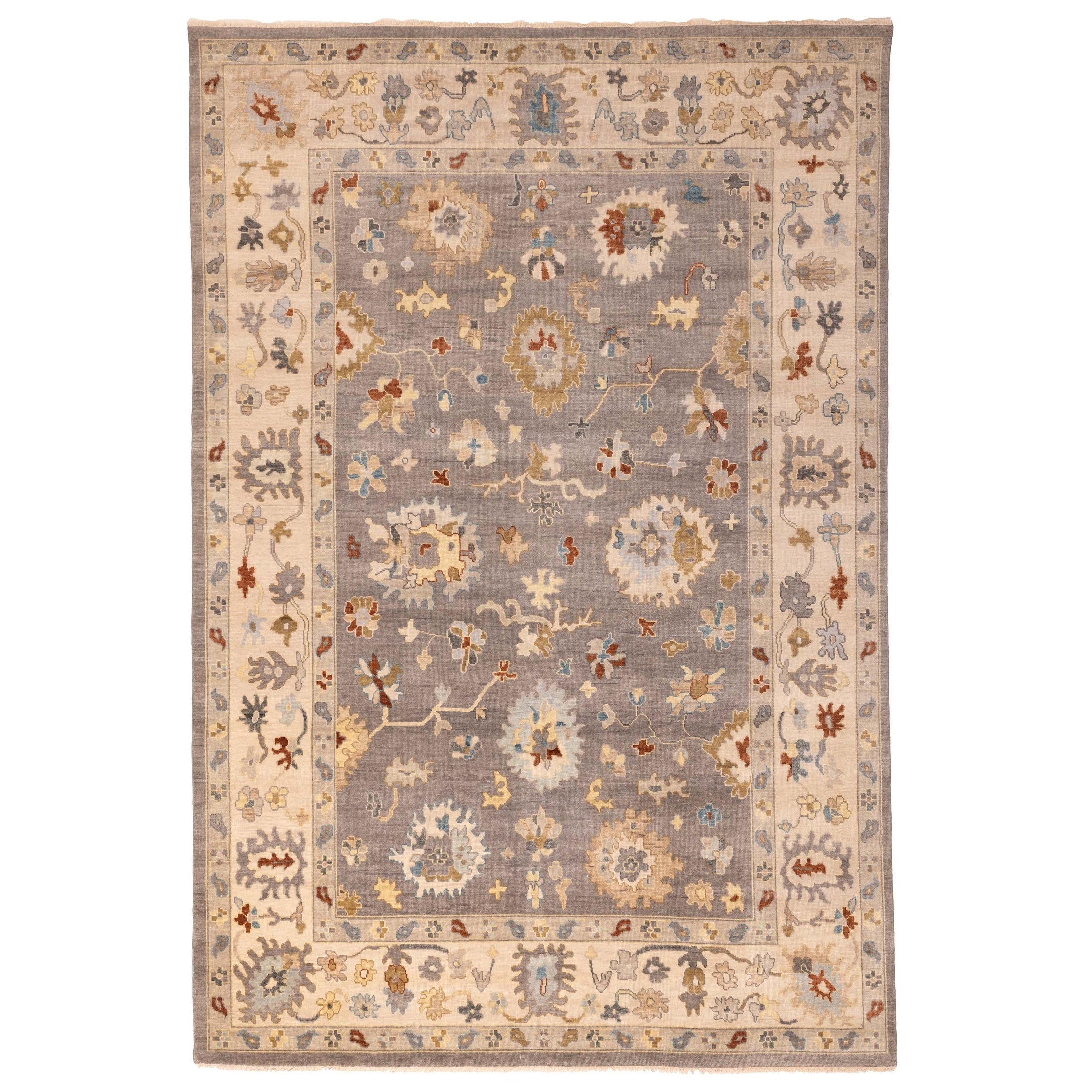 Ecarpetgallery Hand Knotted Modern Oushak Dark Grey Wool Rug 98 X 142