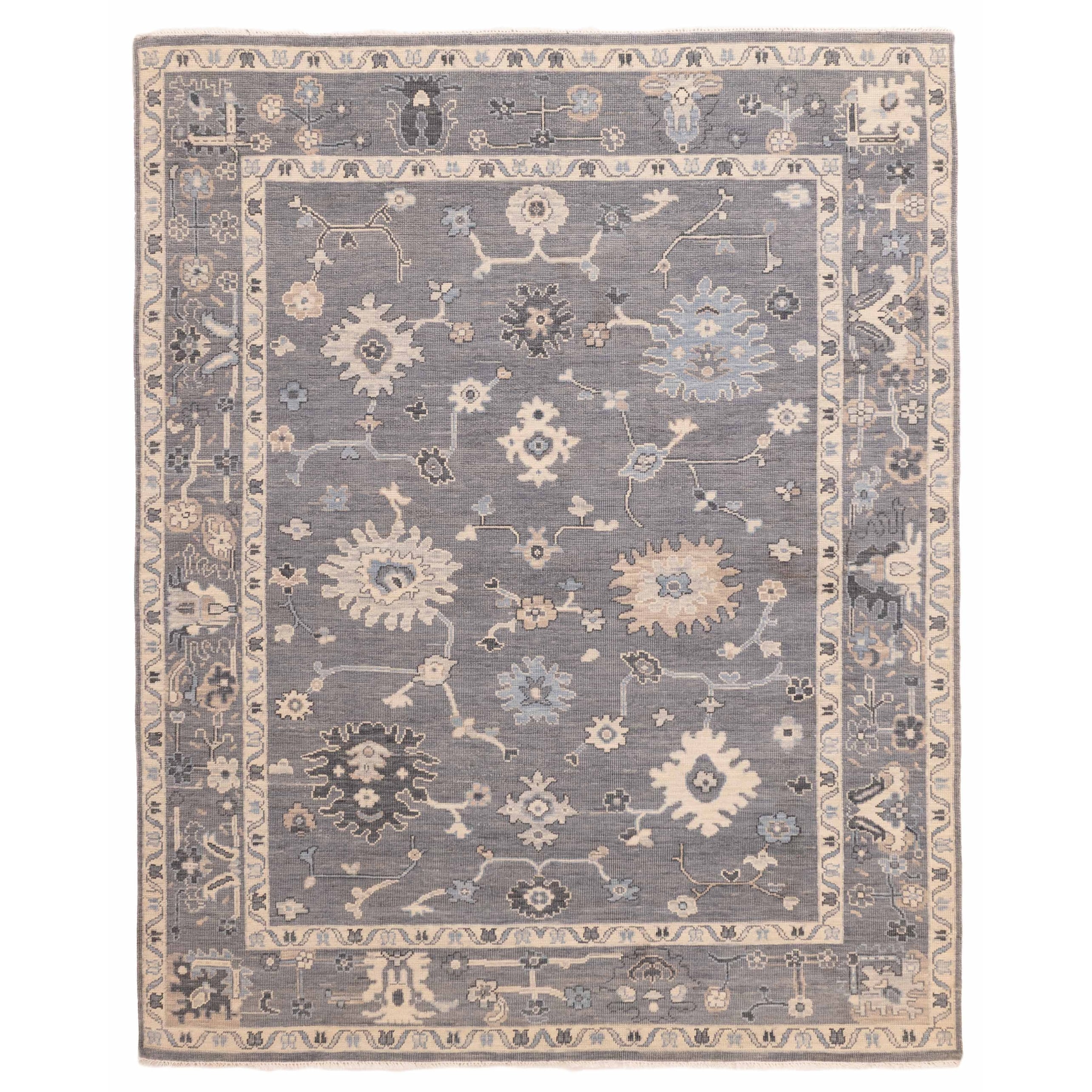 Ecarpetgallery Hand Knotted Modern Oushak Dark Grey Wool Rug 81 X 911