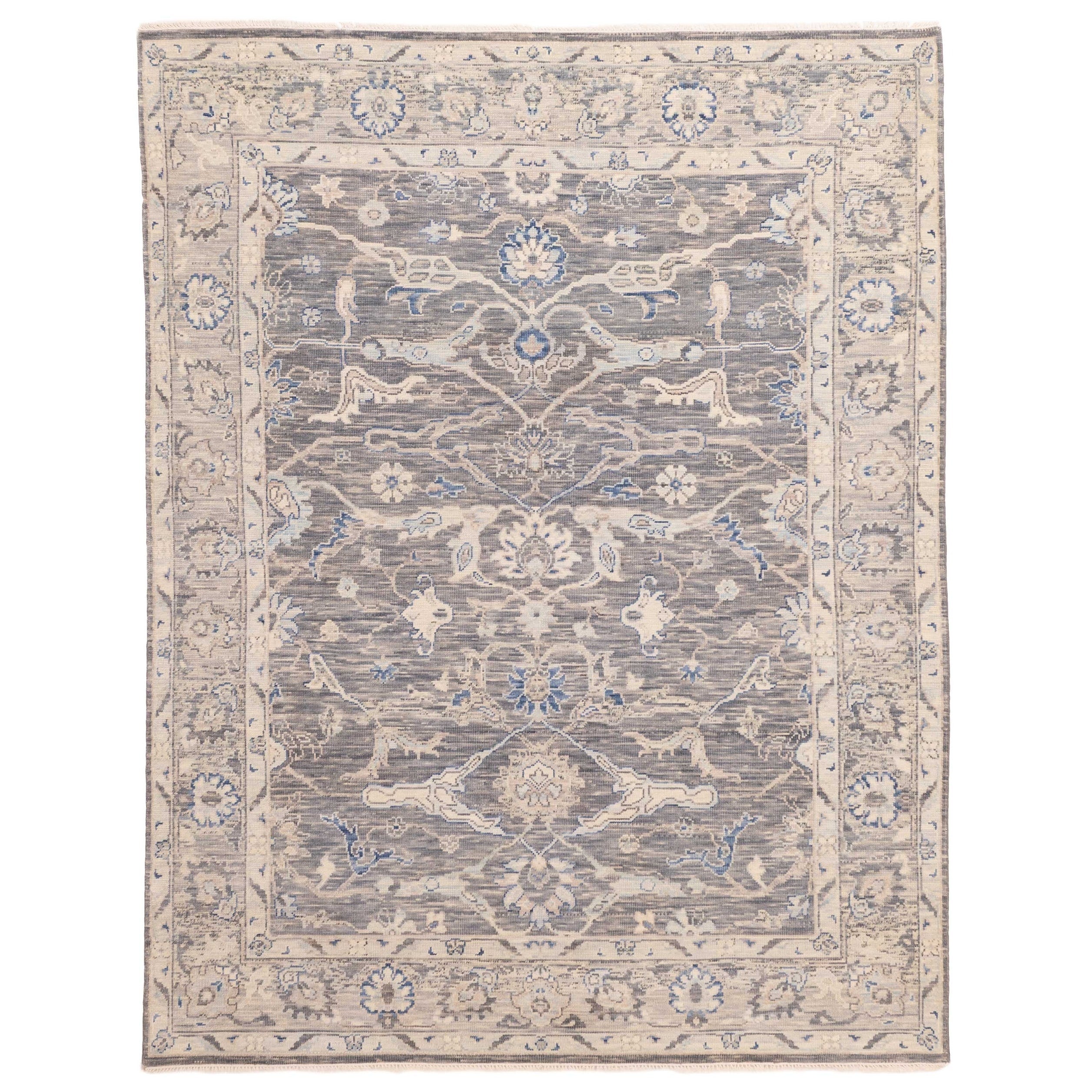 Ecarpetgallery Hand Knotted Modern Oushak Dark Grey Wool Rug 80 X 103
