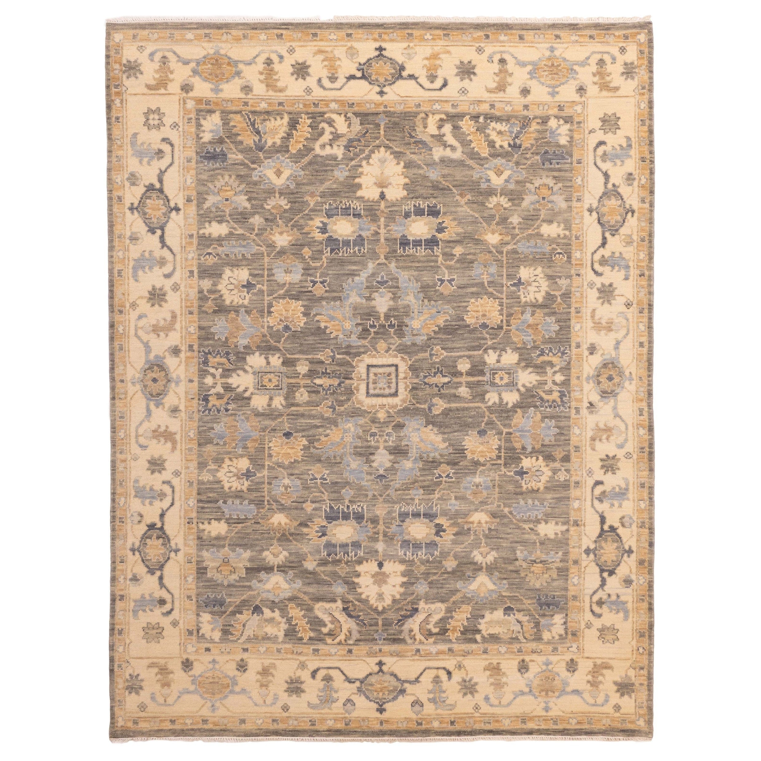 Ecarpetgallery Hand Knotted Modern Oushak Dark Grey Wool Rug 80 X 103