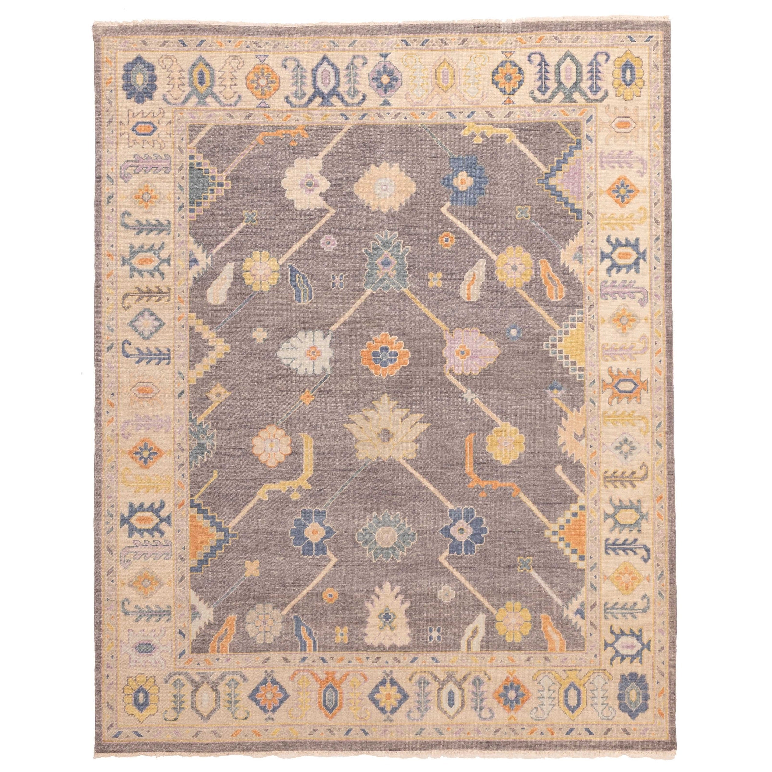 Ecarpetgallery Hand Knotted Modern Oushak Dark Grey Wool Rug 80 X 99