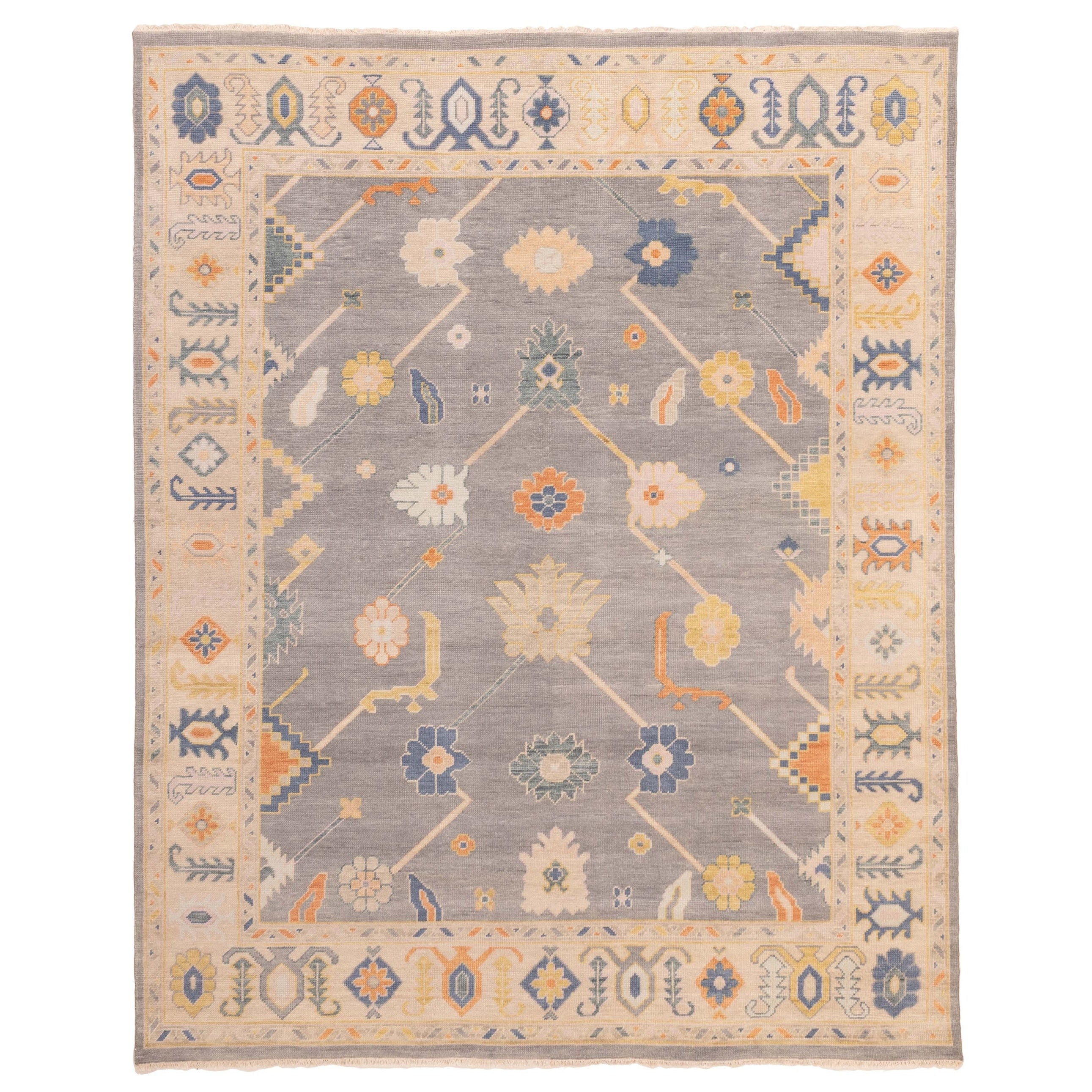 Ecarpetgallery Hand Knotted Modern Oushak Dark Grey Wool Rug 710 X 99
