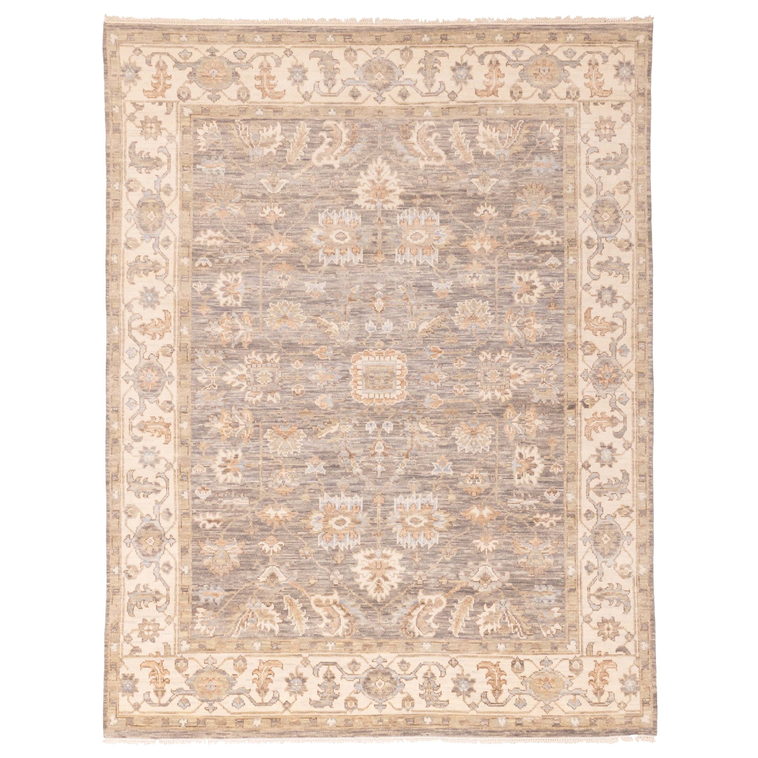 Ecarpetgallery Hand Knotted Modern Oushak Dark Grey Wool Rug 711 X 101