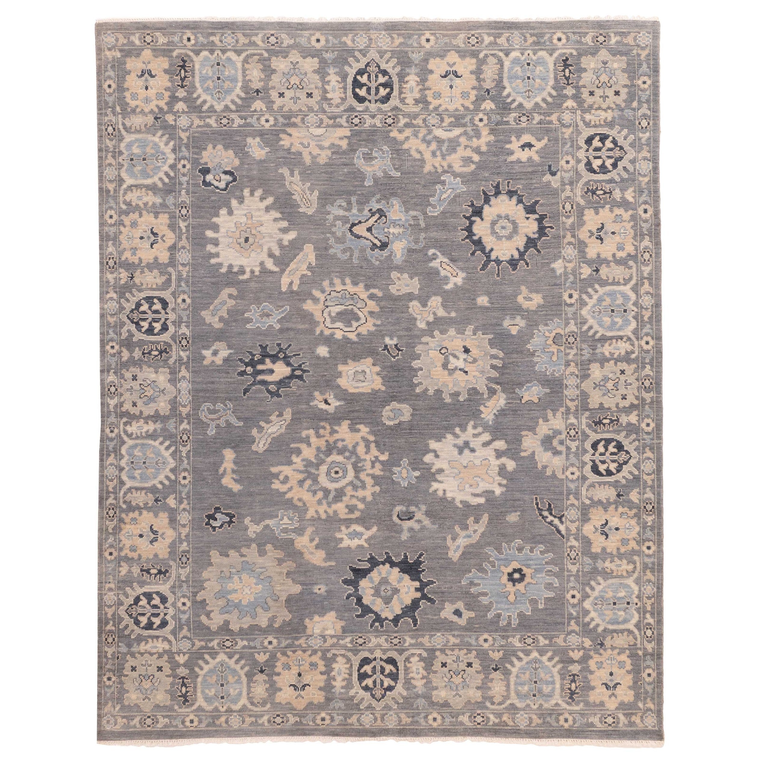 Ecarpetgallery Hand Knotted Modern Oushak Dark Grey Wool Rug 711 X 910