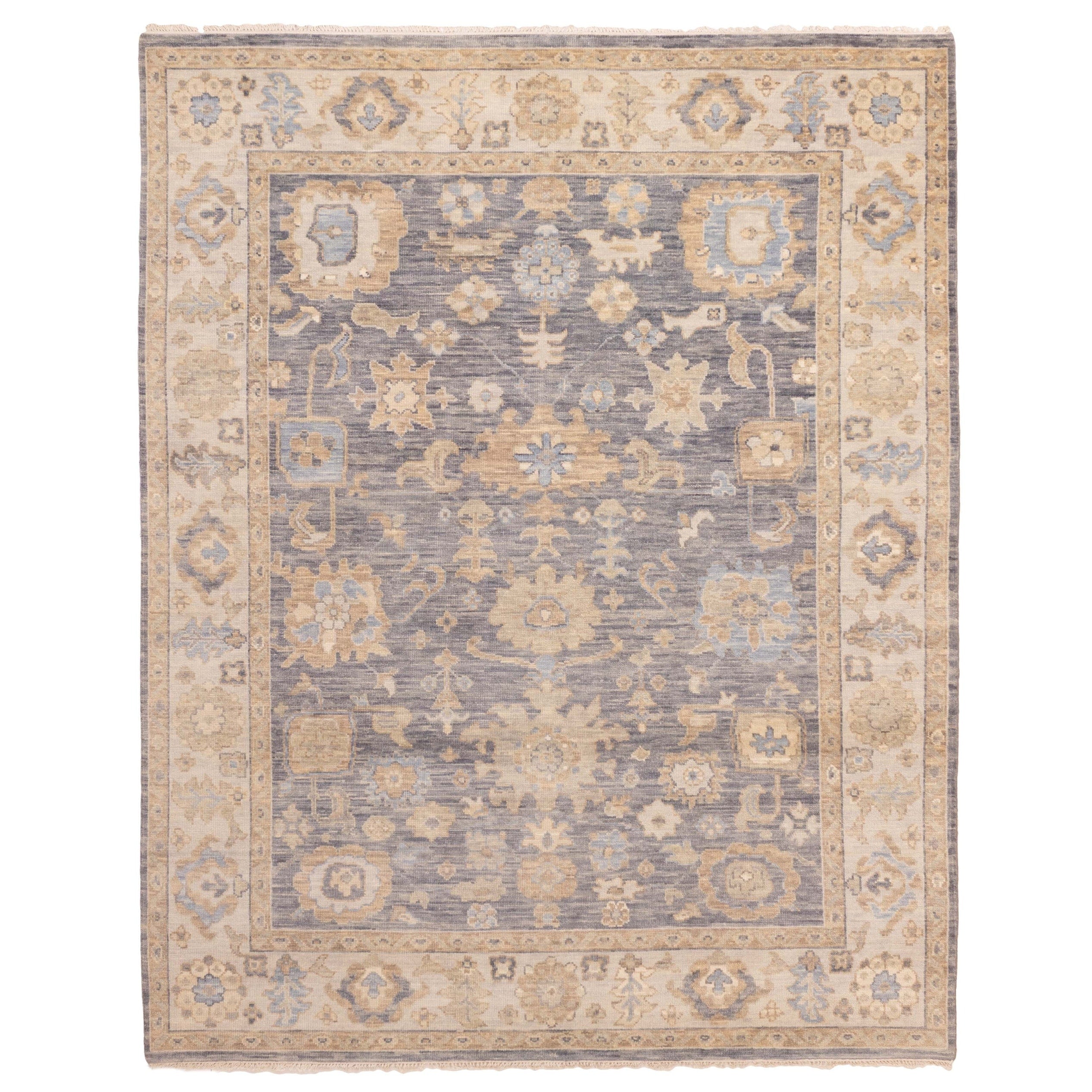 Ecarpetgallery Hand Knotted Modern Oushak Dark Grey Wool Rug 80 X 102